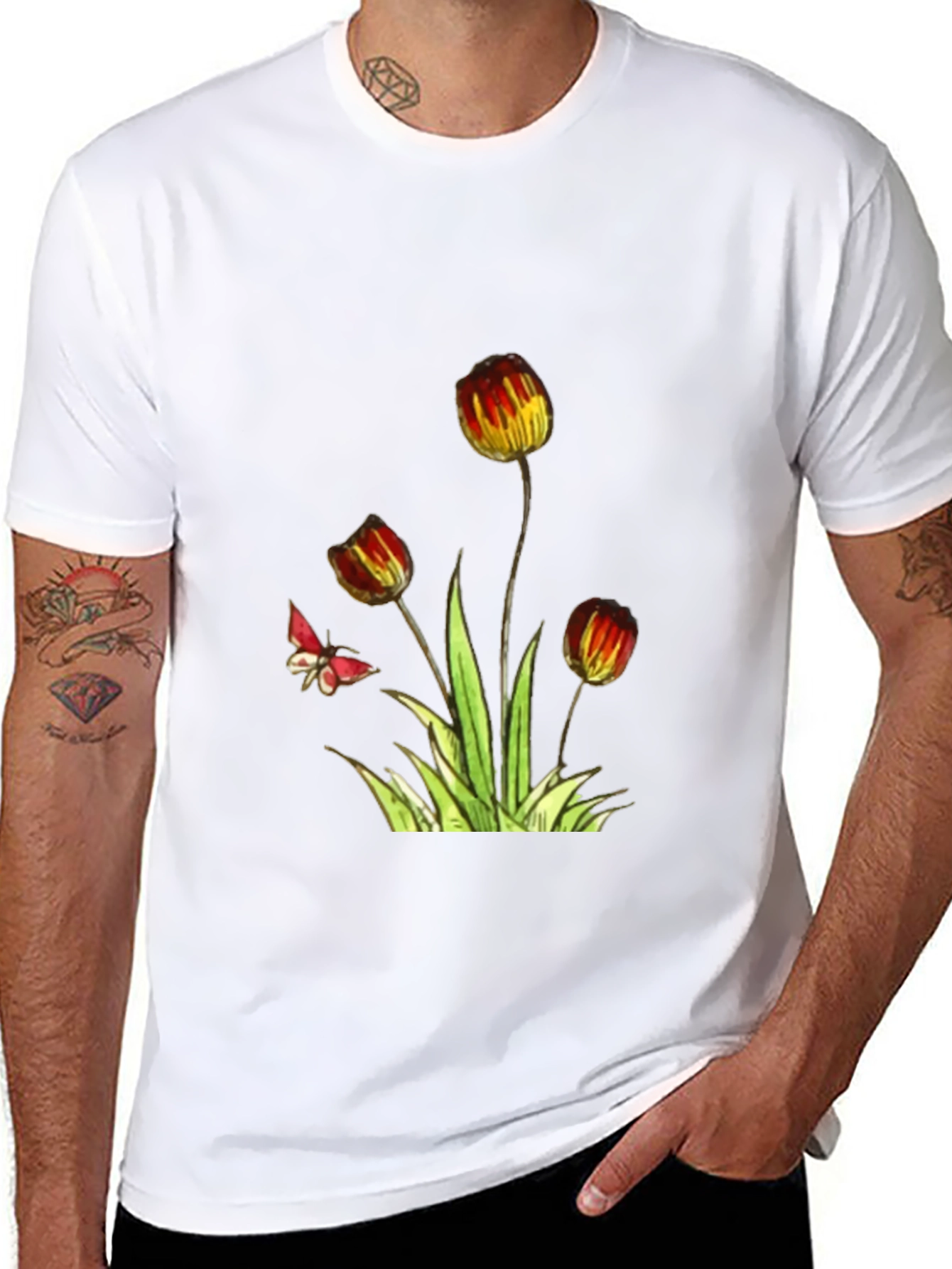 Floral Print Black T-Shirt