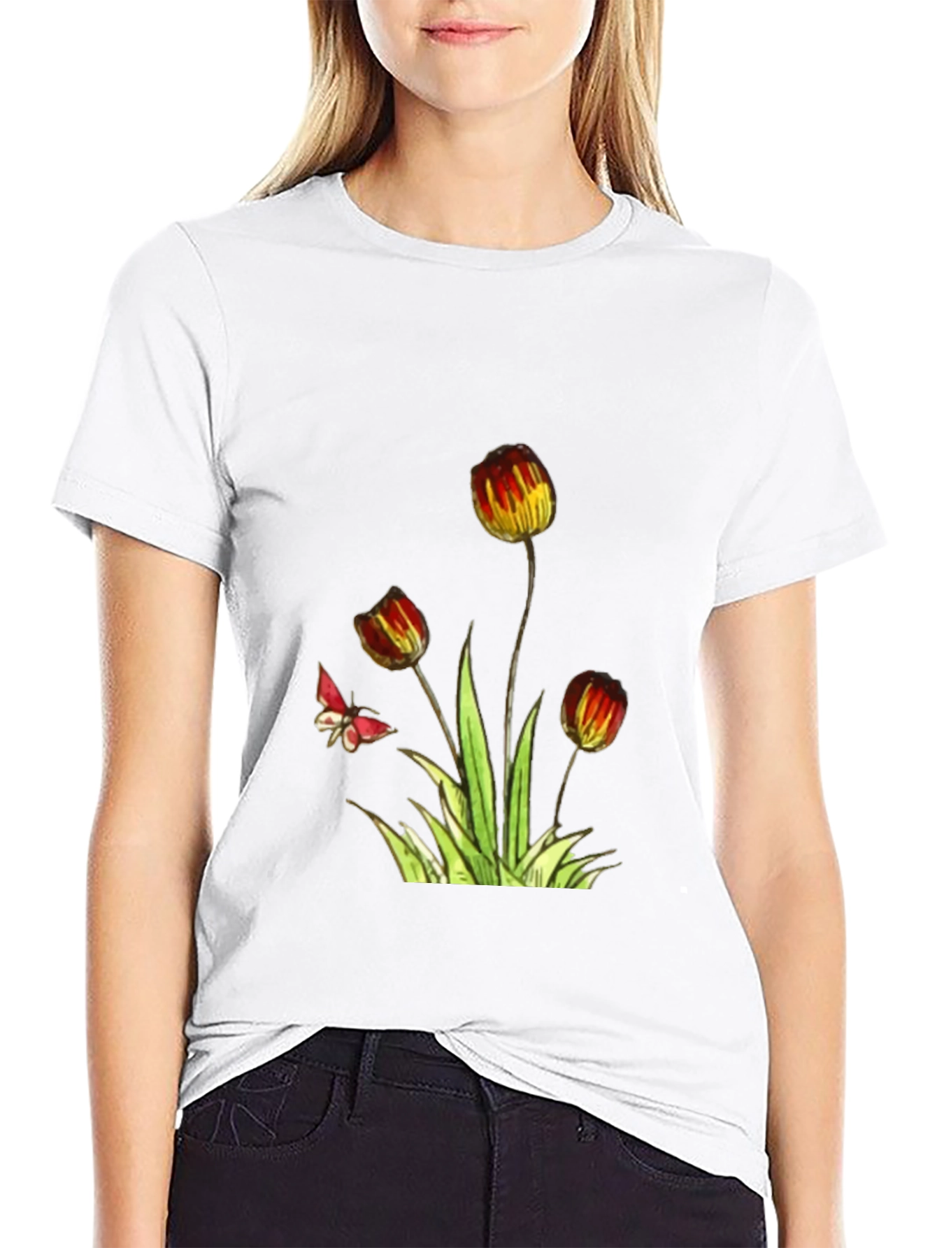 Floral Print Black T-Shirt