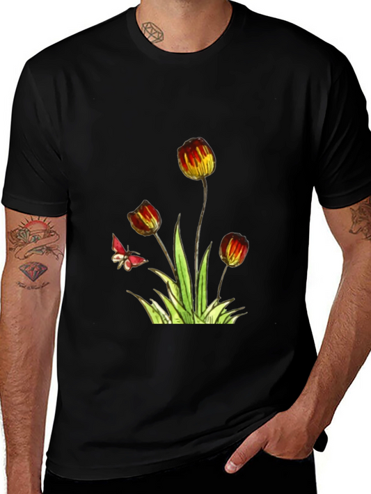 Floral Print Black T-Shirt