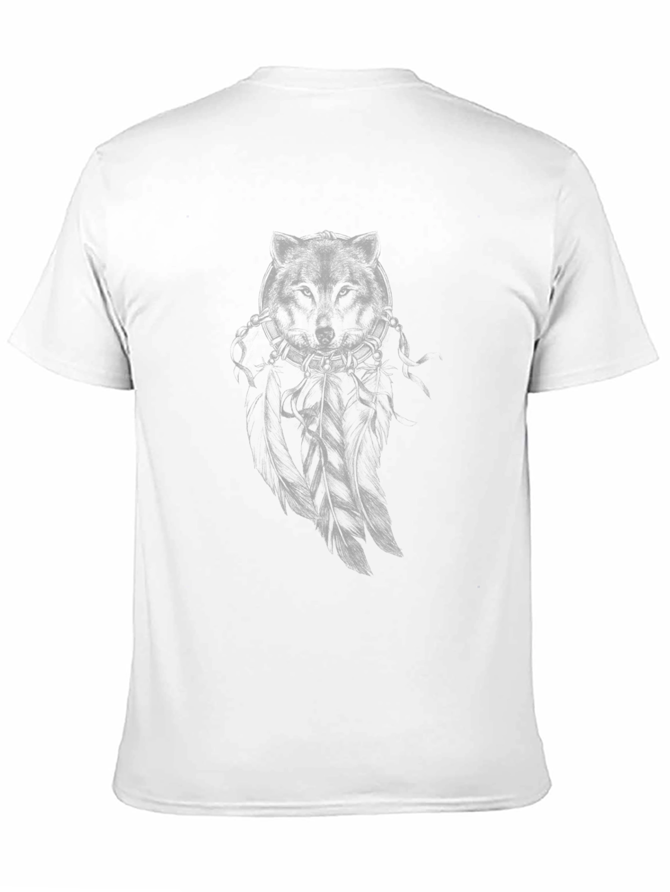 Mens Black T-Shirt with Subtle Wolf Graphic