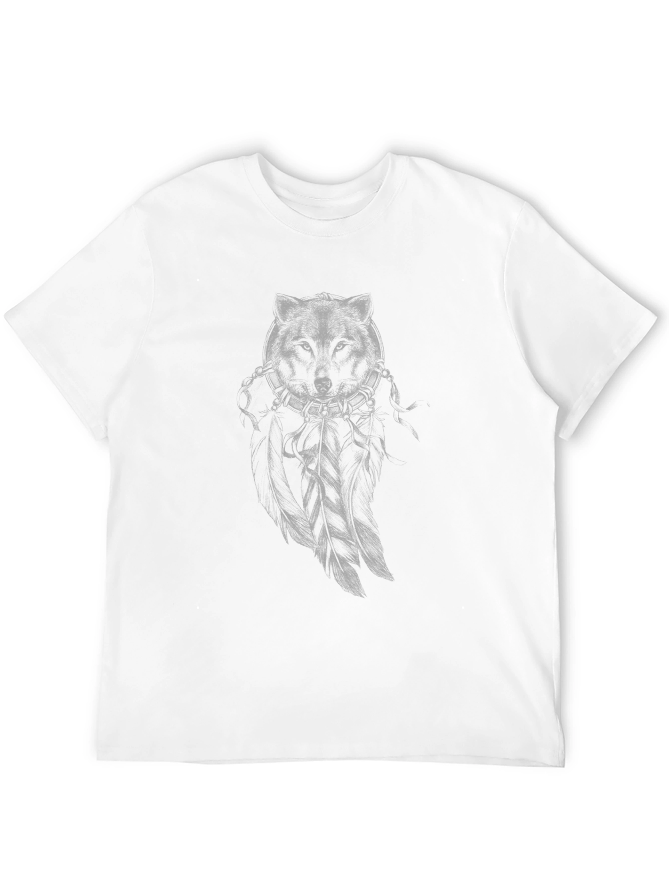 Mens Black T-Shirt with Subtle Wolf Graphic