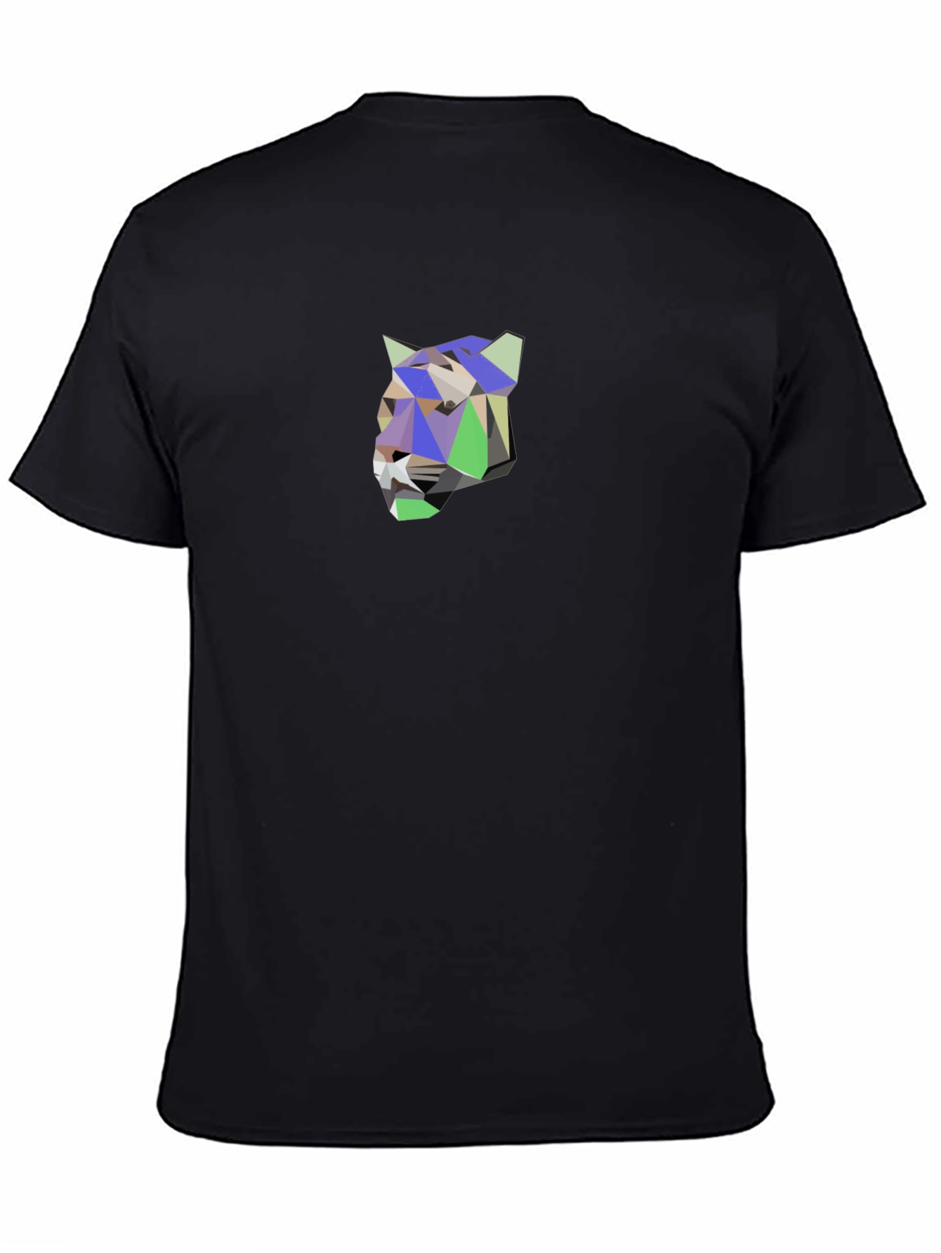 Geometric Tiger Graphic Tee - Modern Mens Black T-Shirt