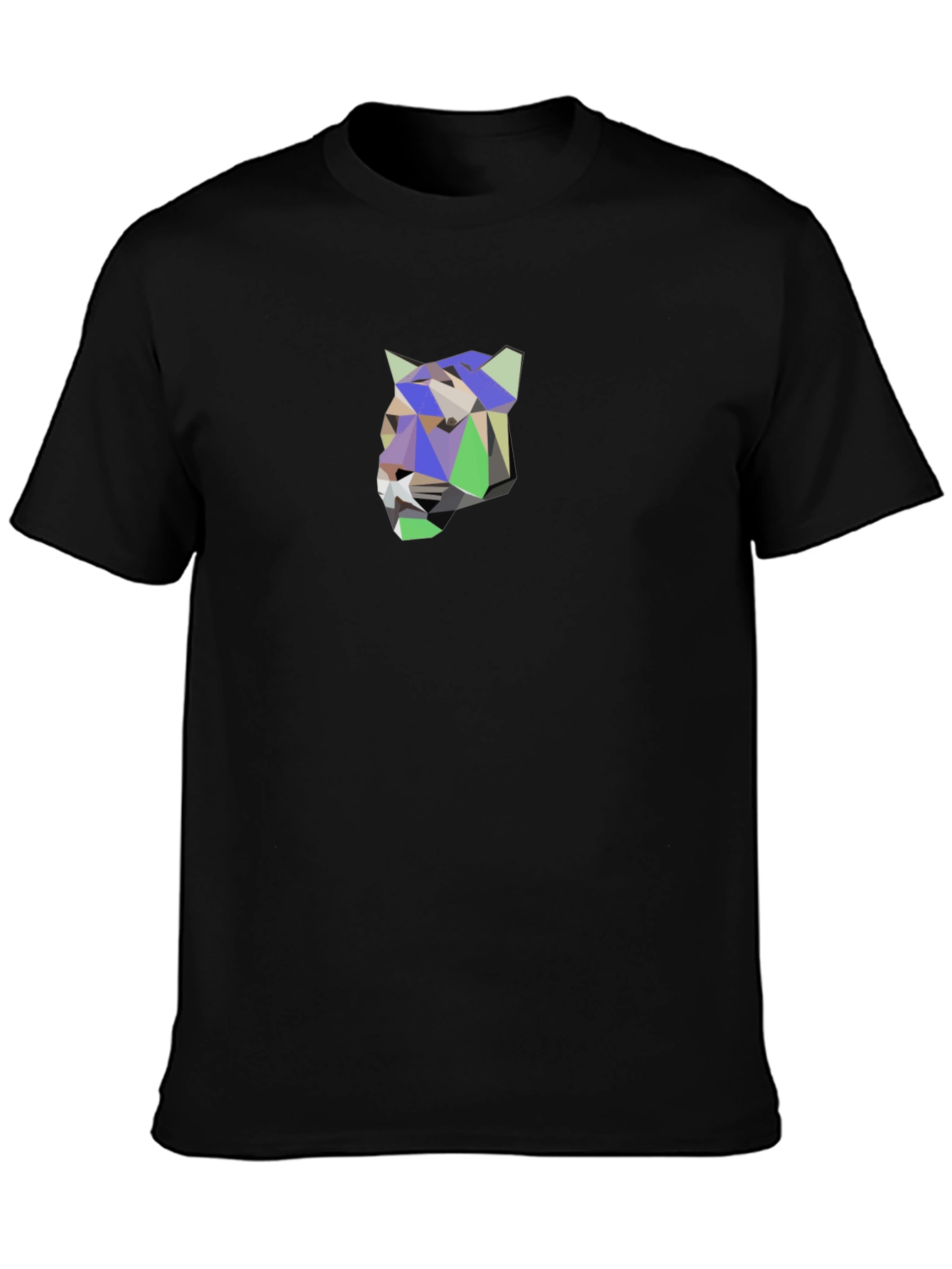 Geometric Tiger Graphic Tee - Modern Mens Black T-Shirt