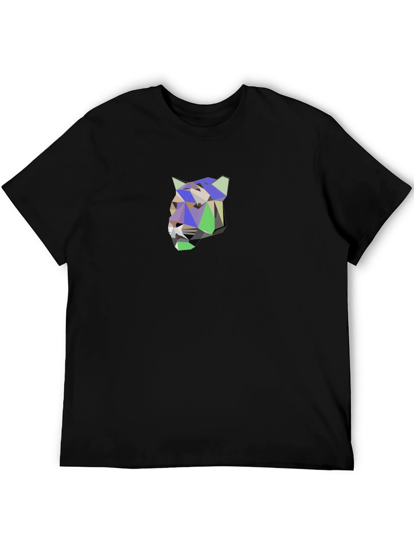 Geometric Tiger Graphic Tee - Modern Mens Black T-Shirt