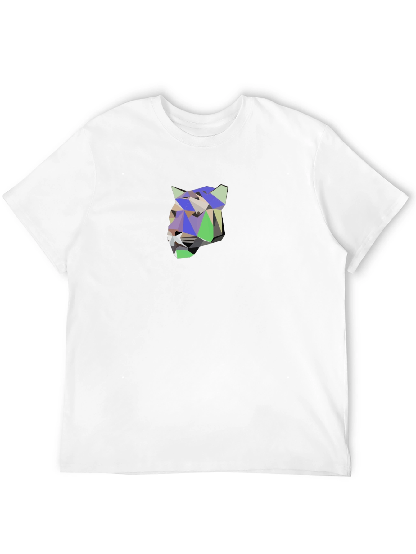 Geometric Tiger Graphic Tee - Modern Mens Black T-Shirt