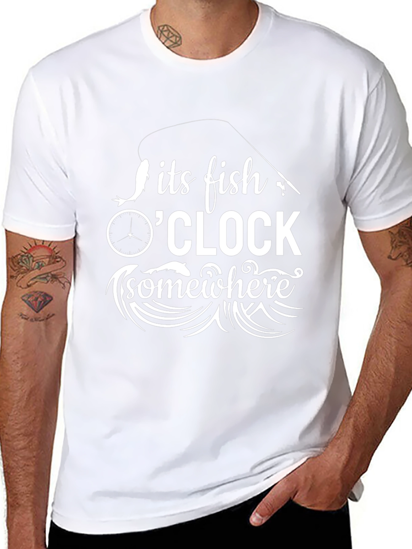 Its Fish OClock Somewhere Black T-Shirt