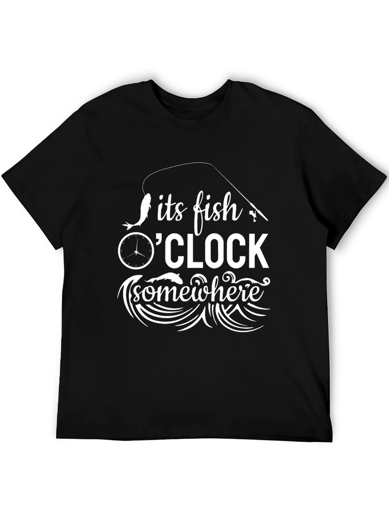 Its Fish OClock Somewhere Black T-Shirt