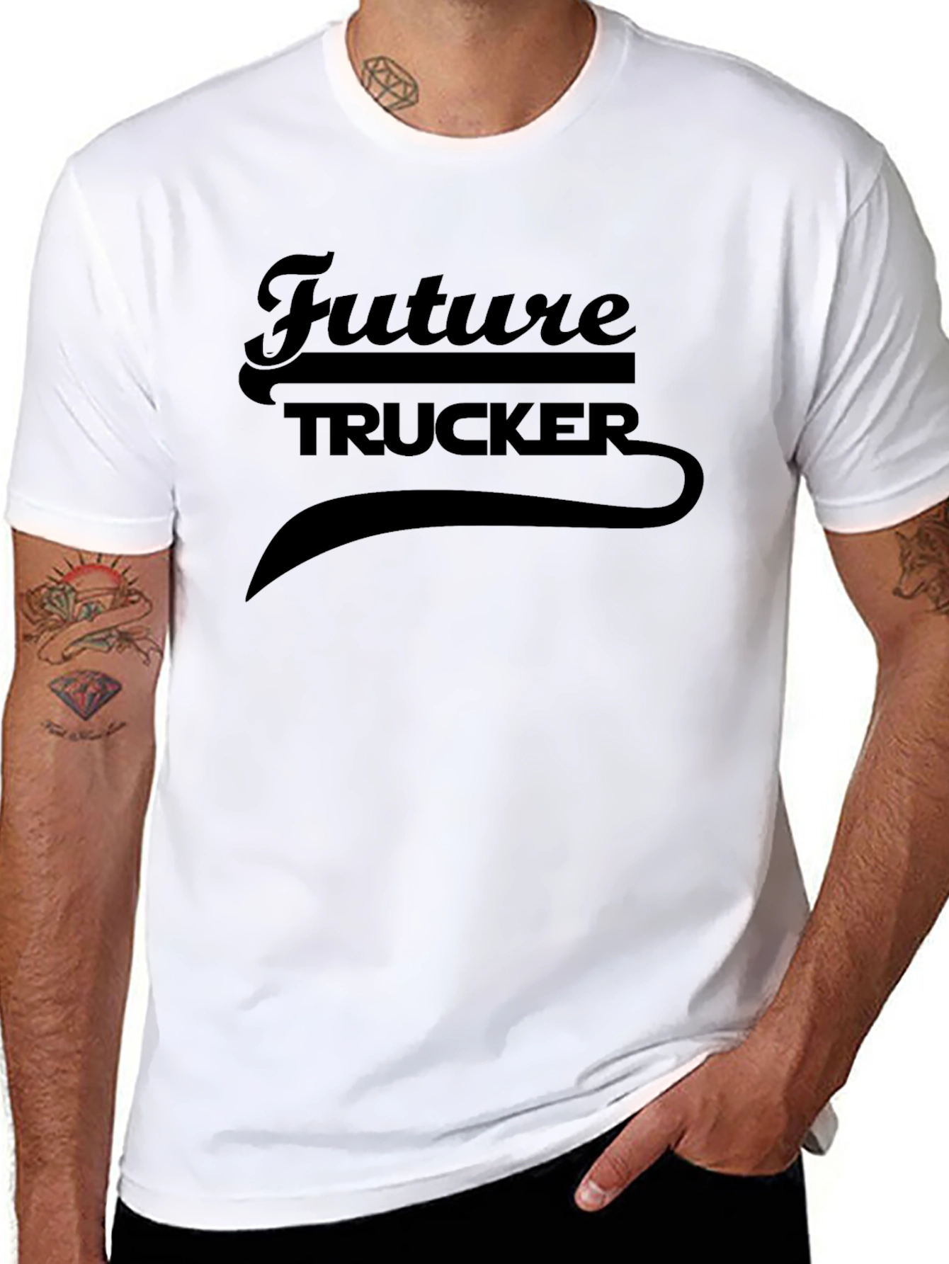 Future Trucker Graphic Tee - Black Cotton T-Shirt