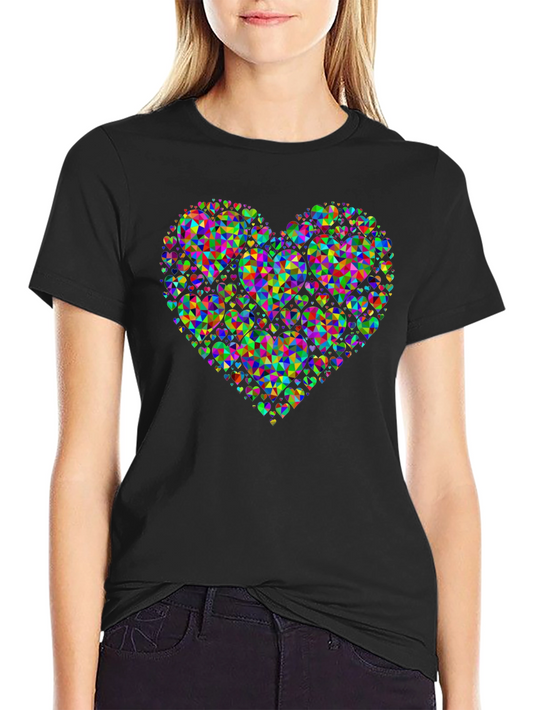 Colorful Geometric Heart Graphic Tee