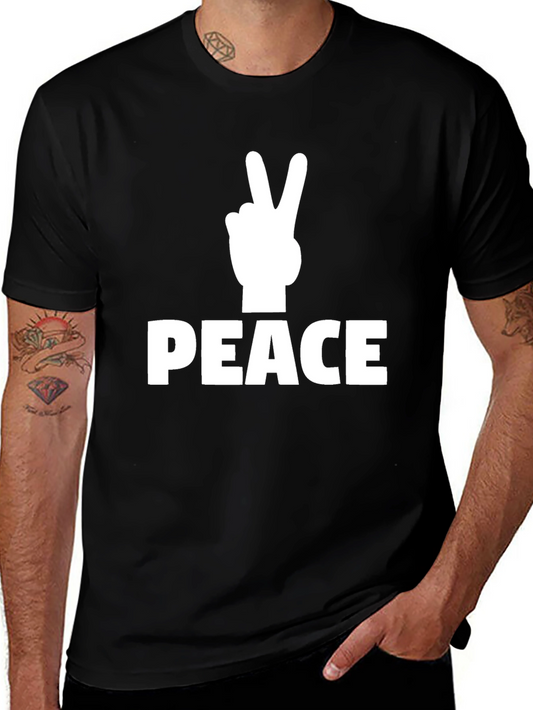 Peace Sign Graphic T-Shirt - Black Casual Tee