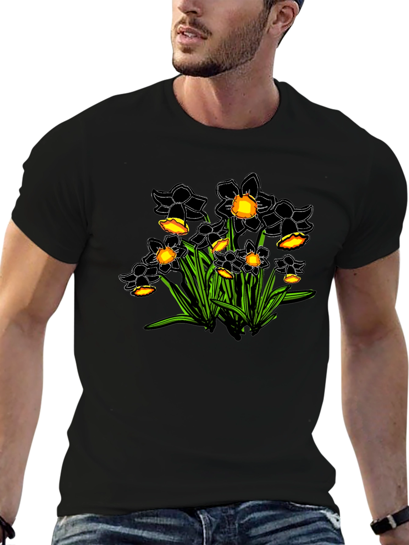 Daffodil Graphic Tee - Black Cotton