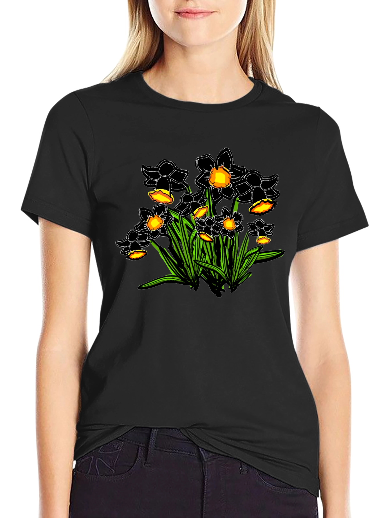 Daffodil Graphic Tee - Black Cotton