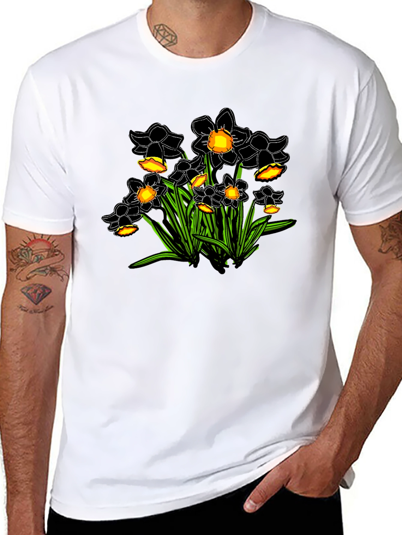 Daffodil Graphic Tee - Black Cotton