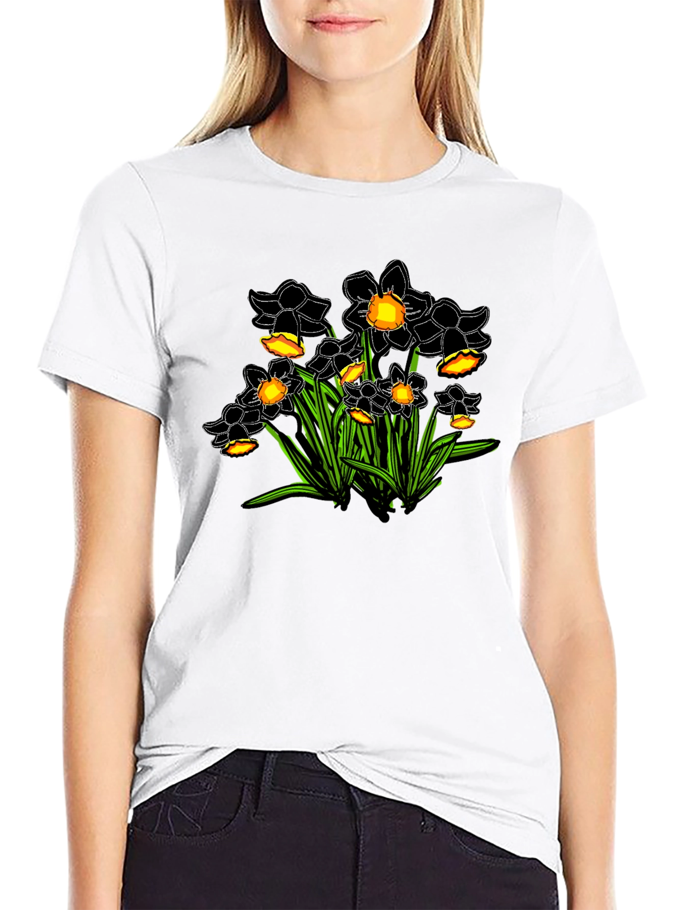 Daffodil Graphic Tee - Black Cotton