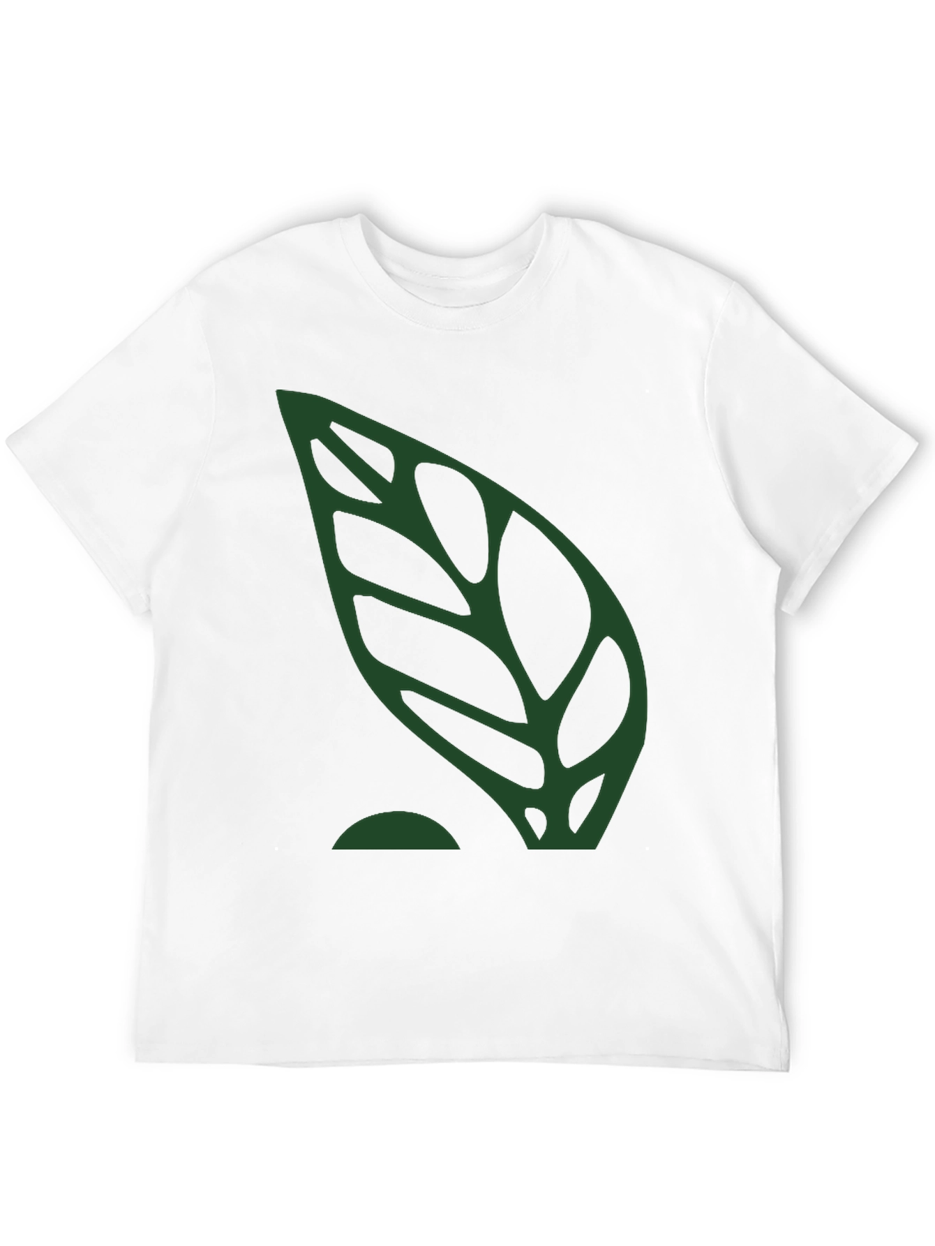 Green Leaf Graphic Black T-Shirt