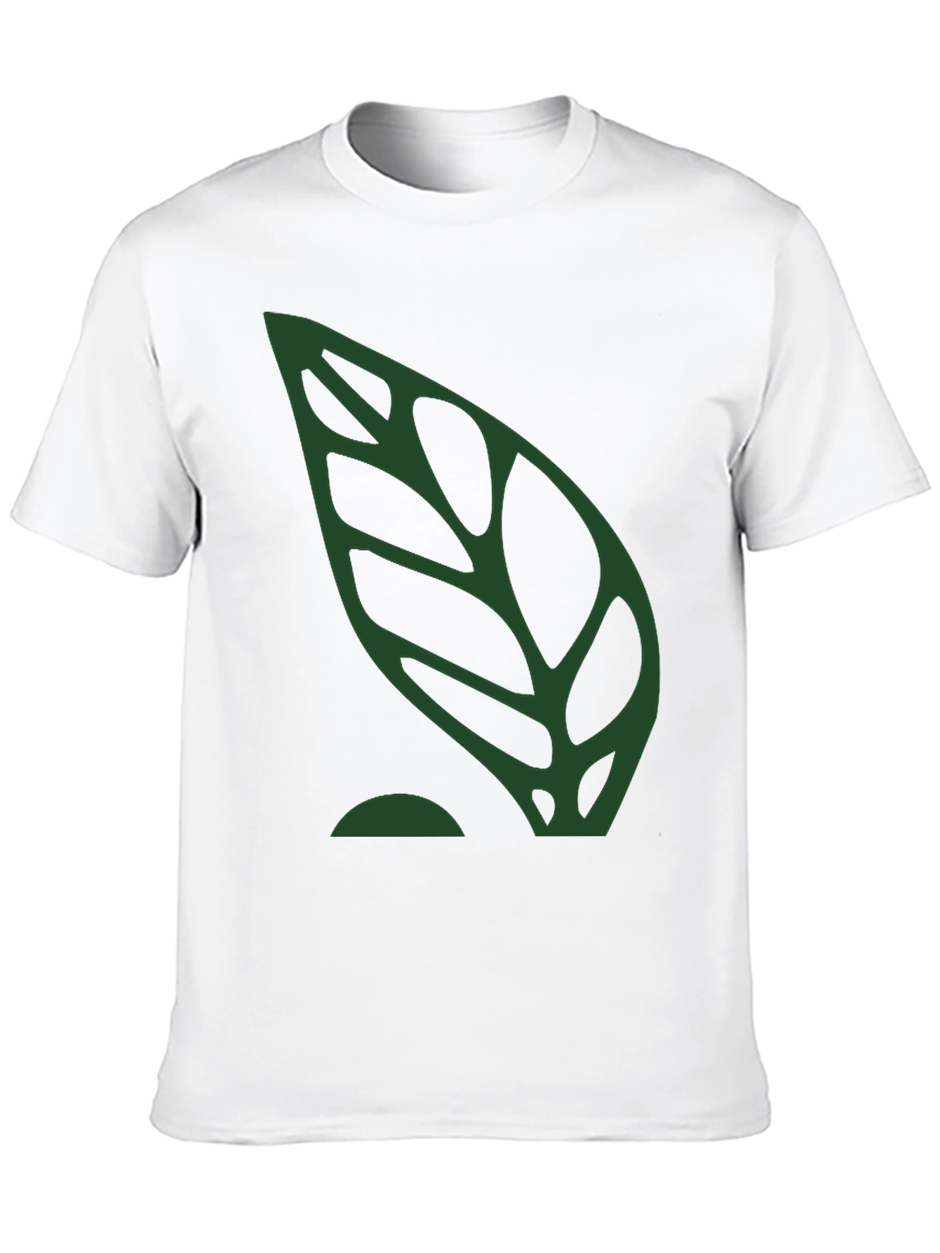 Green Leaf Graphic Black T-Shirt