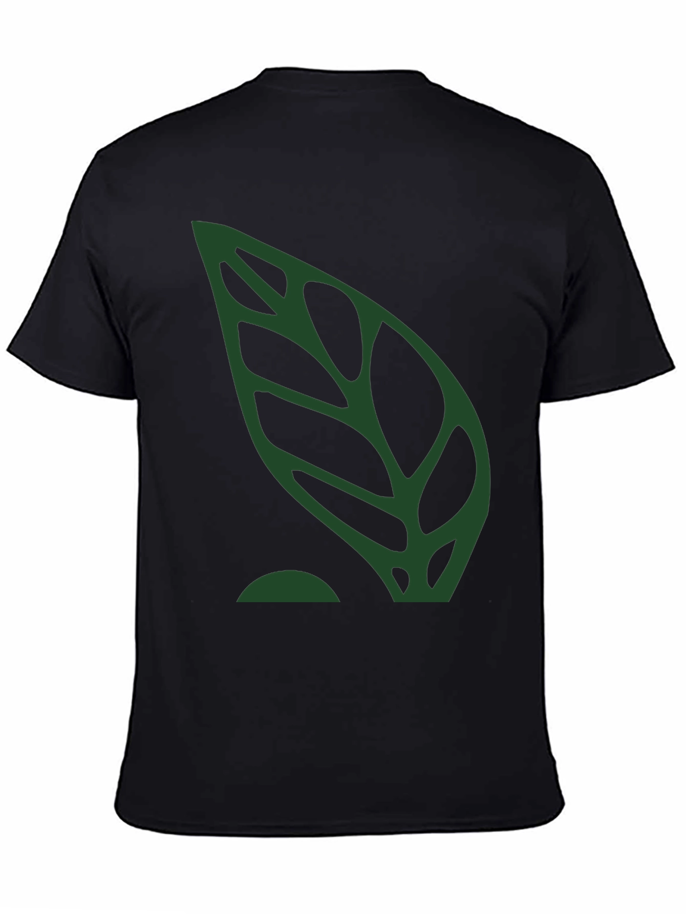 Green Leaf Graphic Black T-Shirt