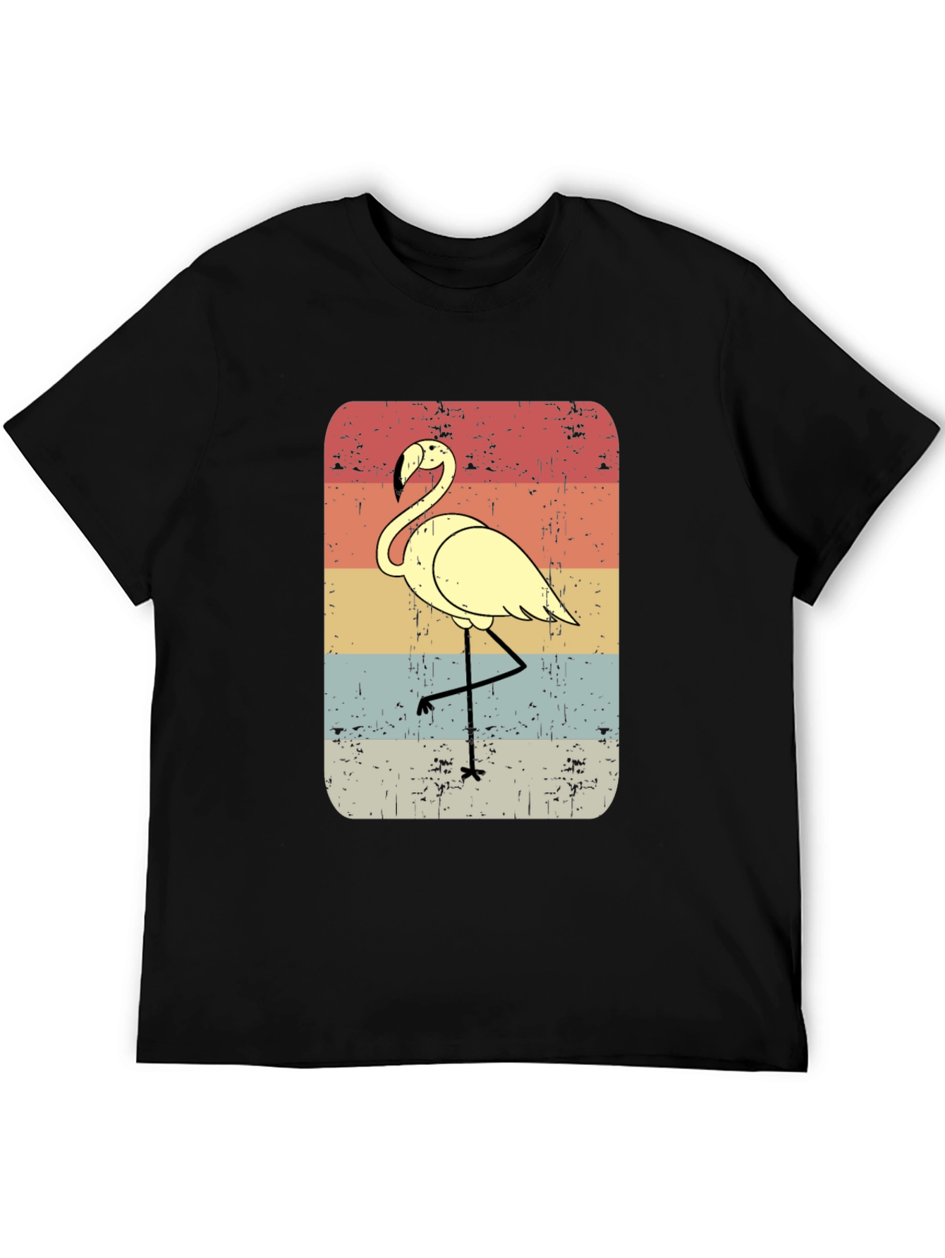 Retro Flamingo Graphic Tee - Mens Black T-Shirt