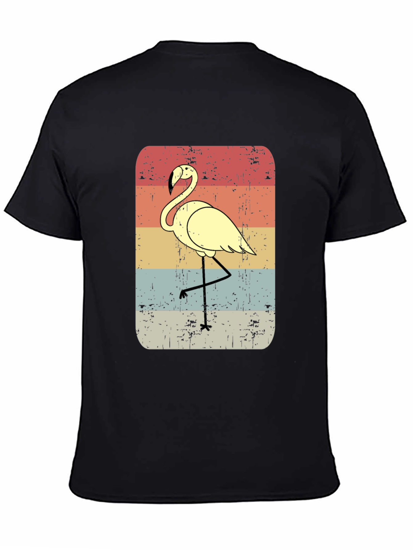 Retro Flamingo Graphic Tee - Mens Black T-Shirt