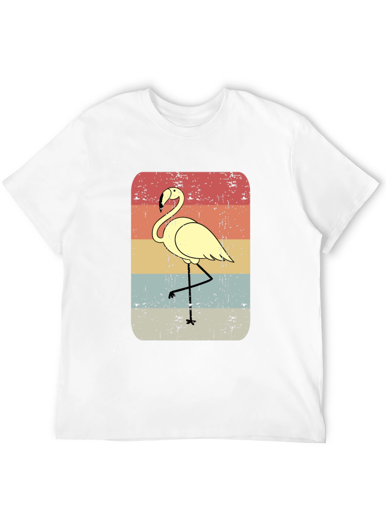 Retro Flamingo Graphic Tee - Mens Black T-Shirt