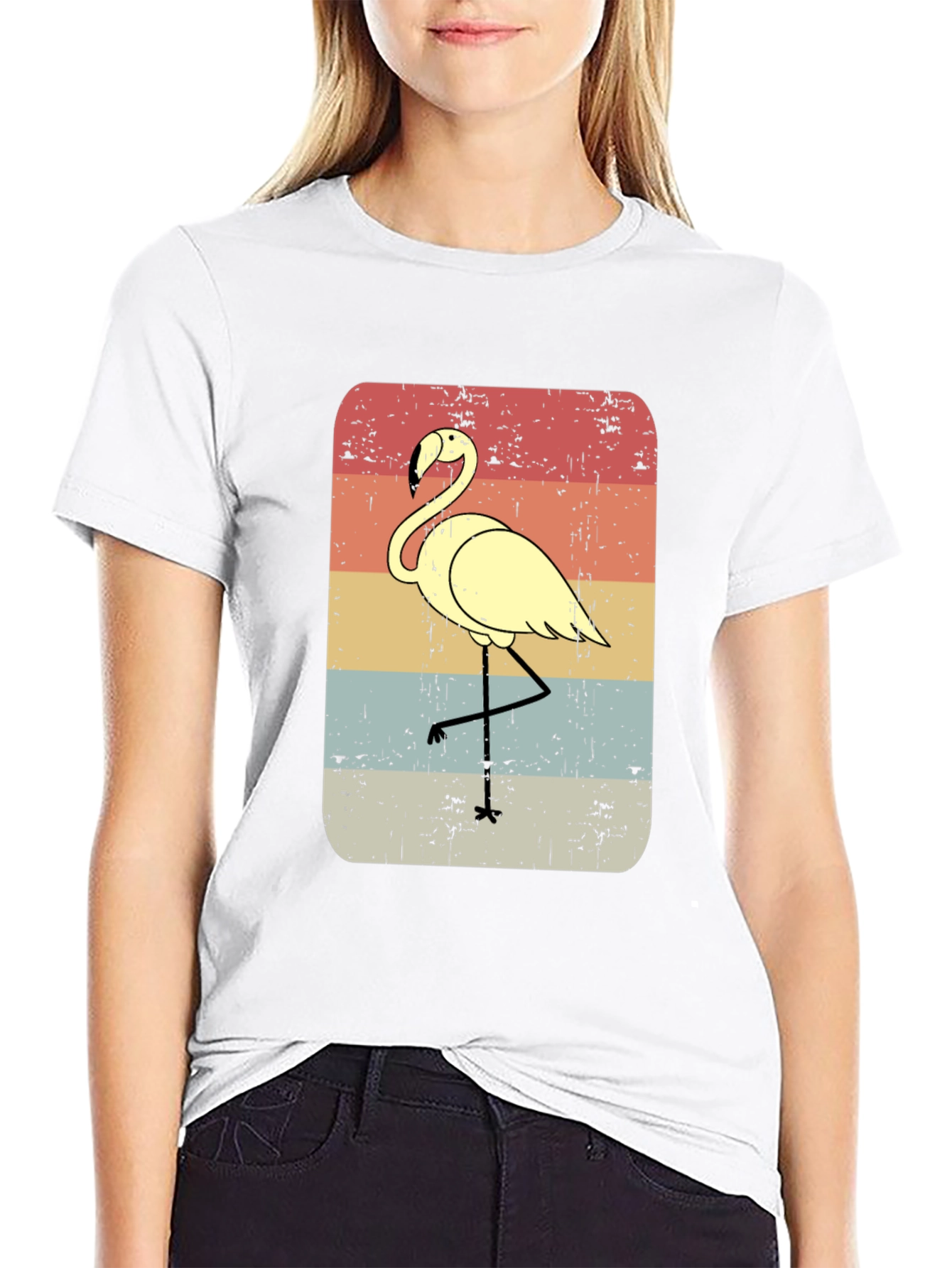 Retro Flamingo Graphic Tee - Mens Black T-Shirt