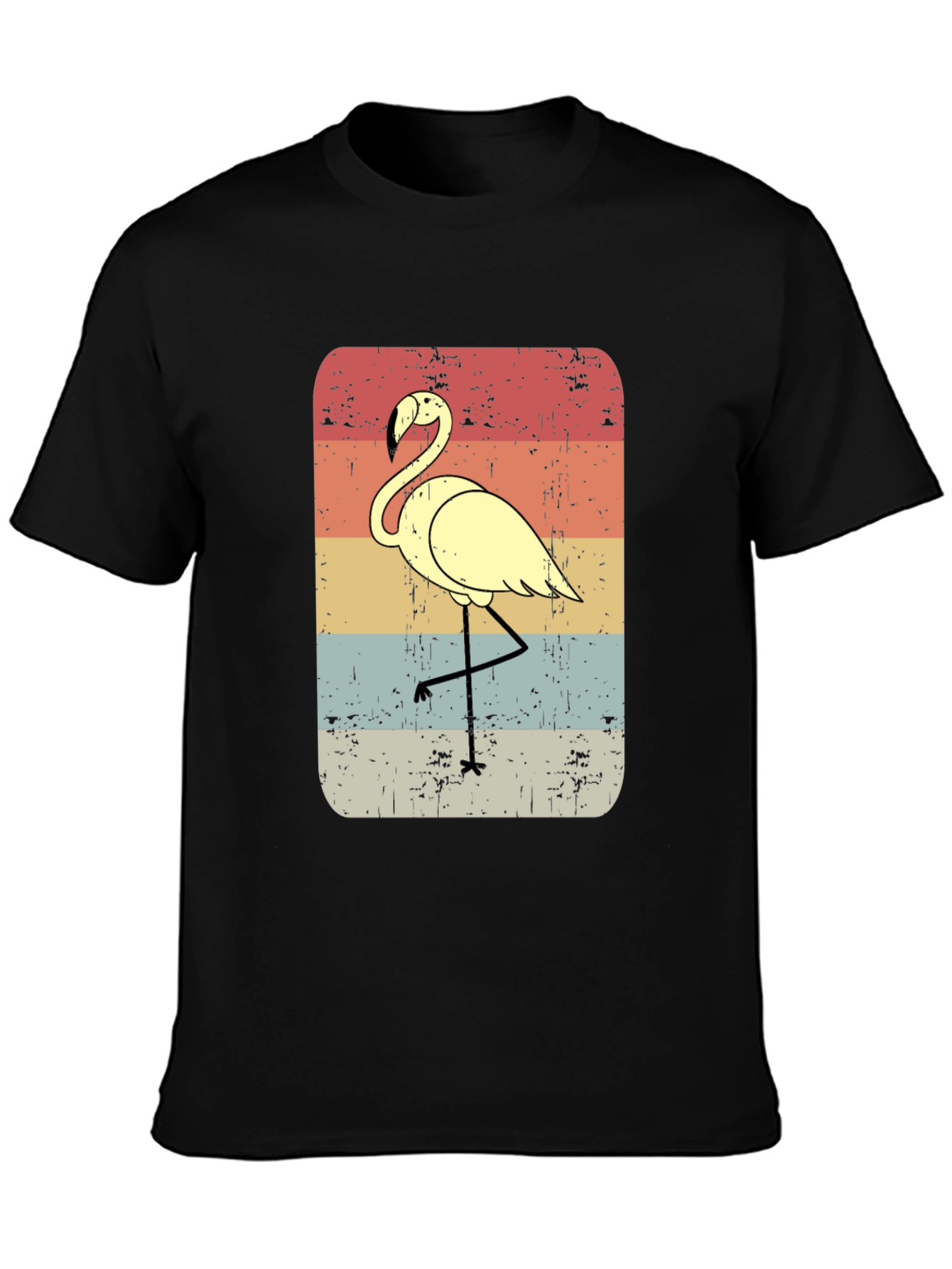 Retro Flamingo Graphic Tee - Mens Black T-Shirt