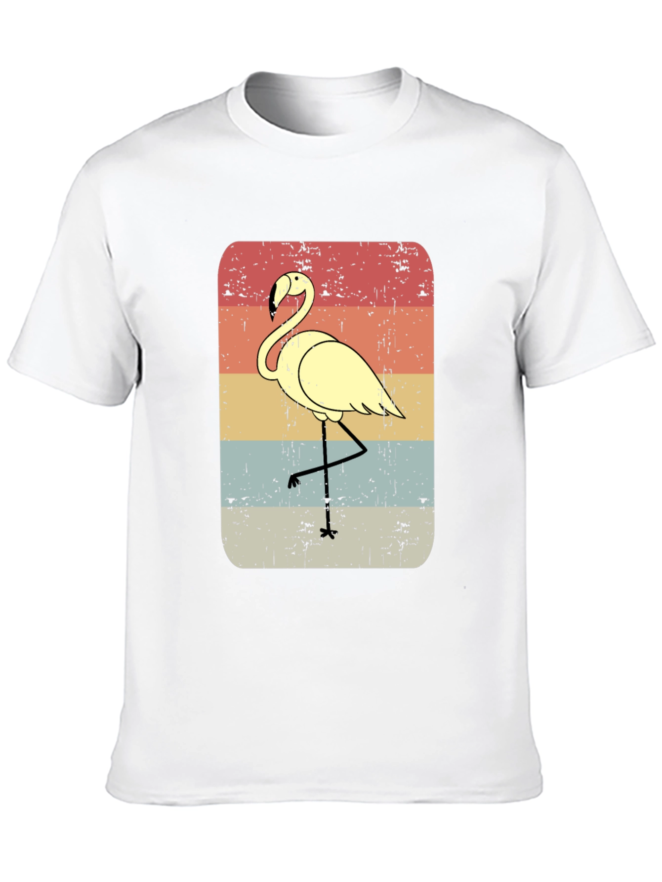 Retro Flamingo Graphic Tee - Mens Black T-Shirt