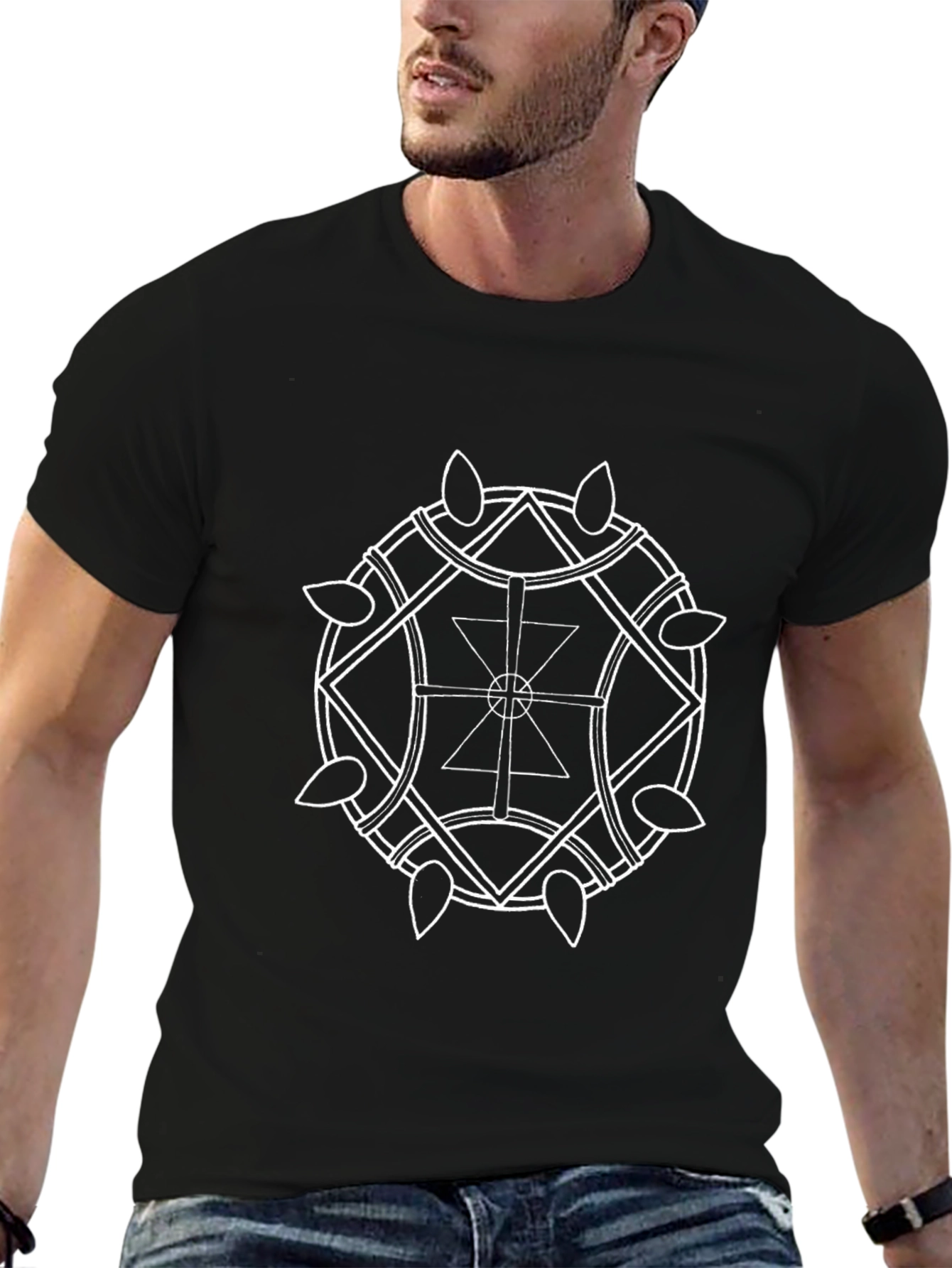 Geometric Print Black T-Shirt