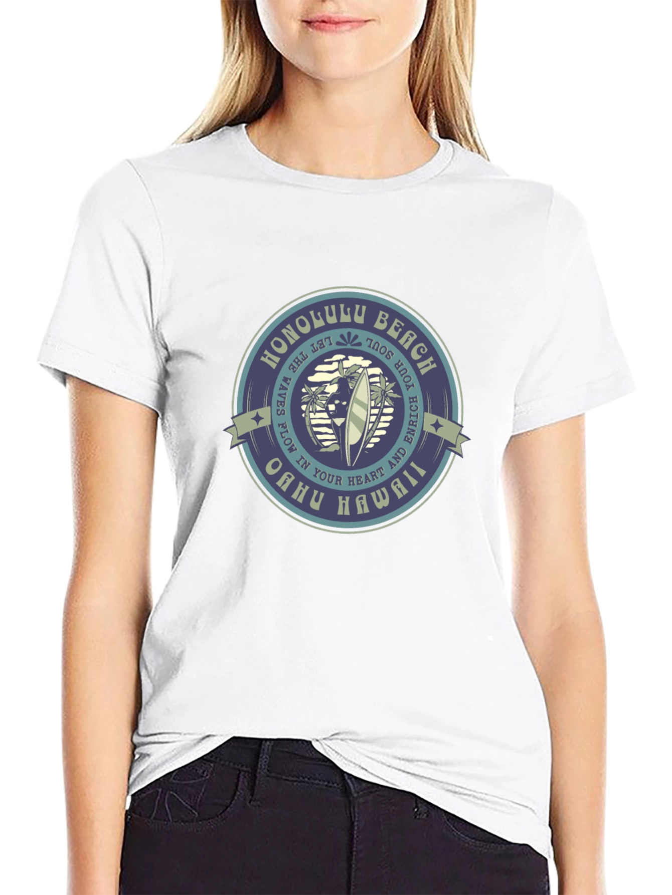 Honolulu Beach Graphic Tee - Oahu Hawaii T-Shirt
