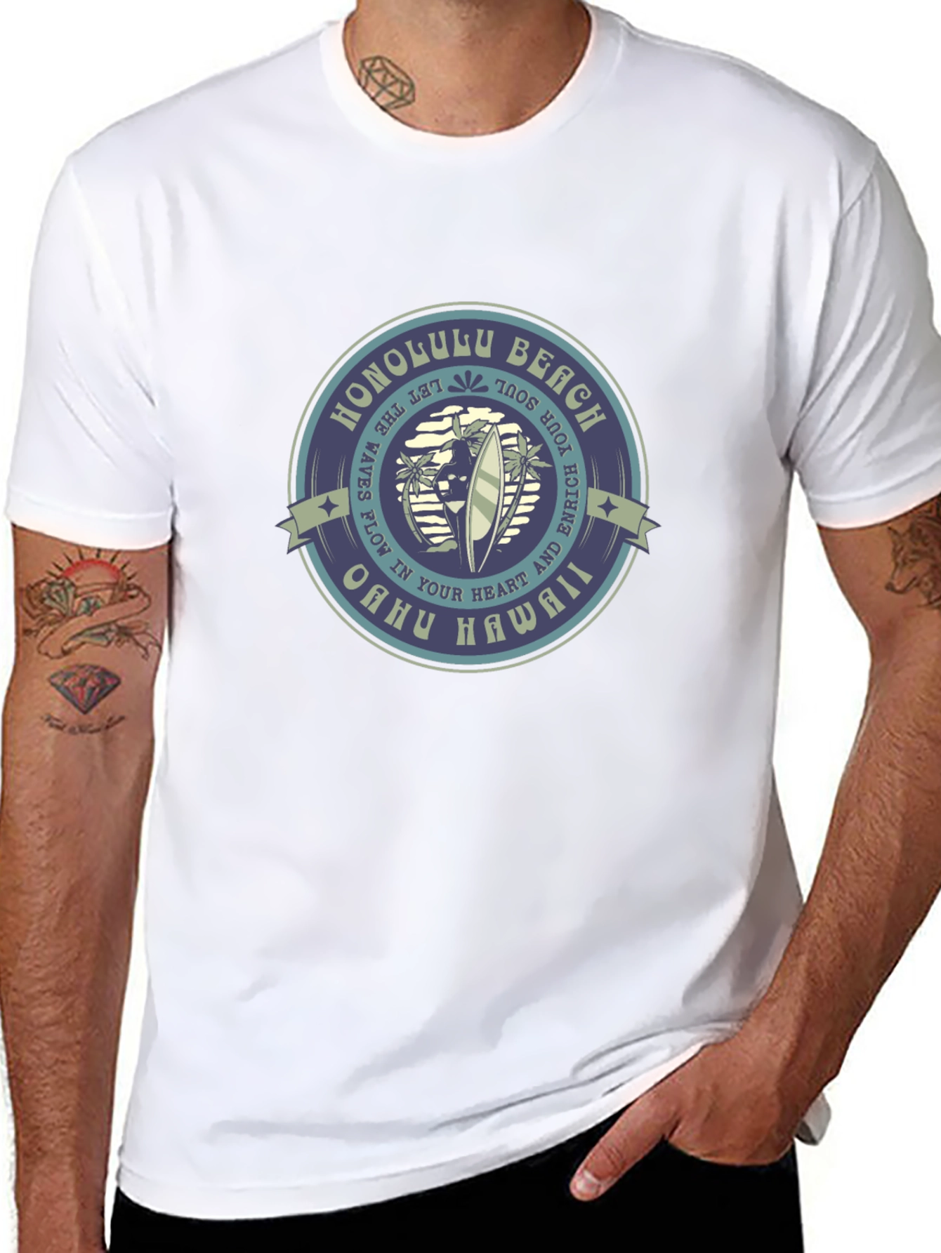 Honolulu Beach Graphic Tee - Oahu Hawaii T-Shirt
