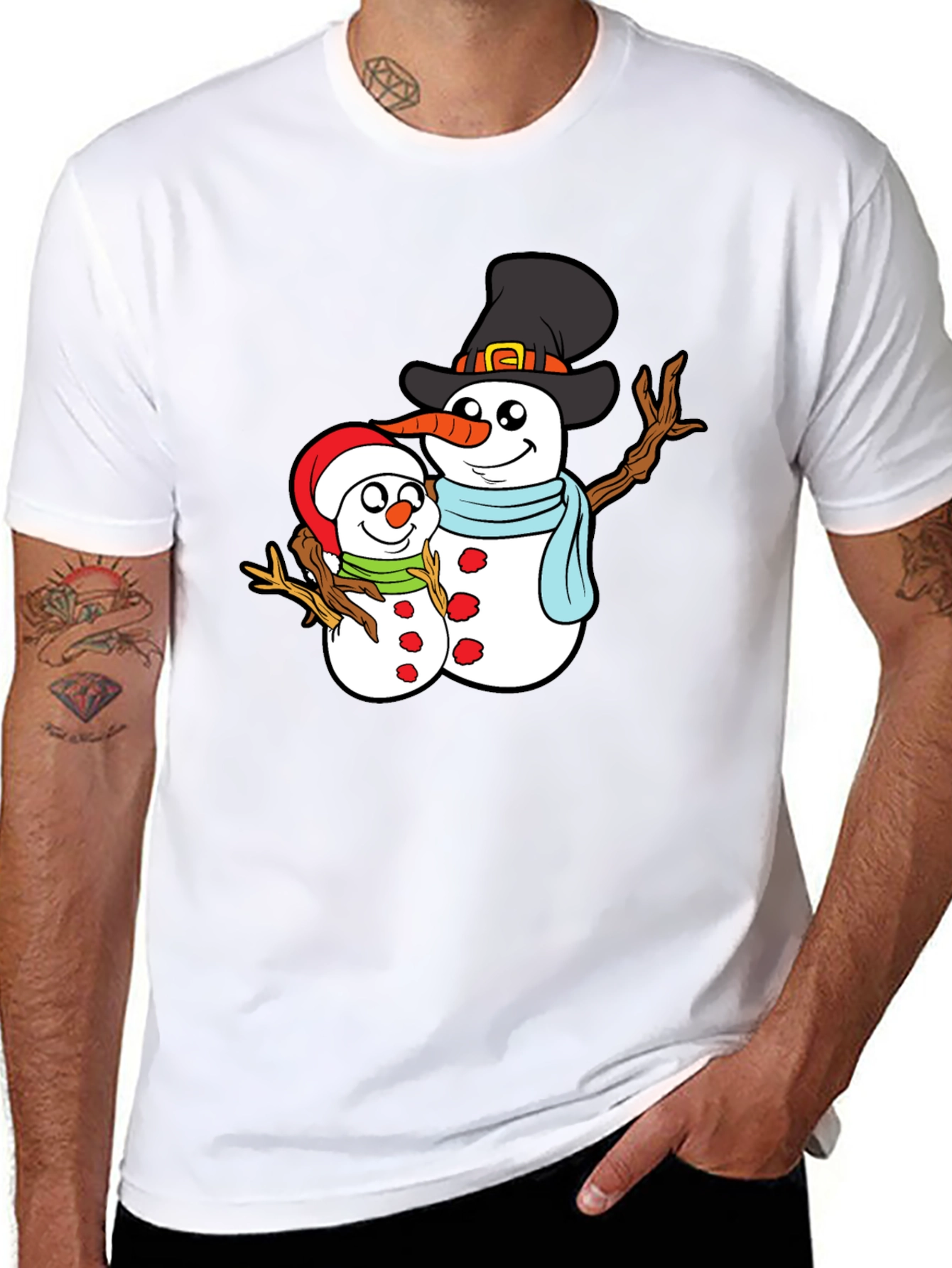 Snowman Family Graphic T-Shirt