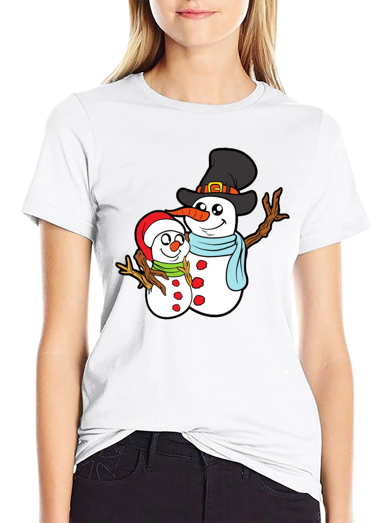 Snowman Family Graphic T-Shirt