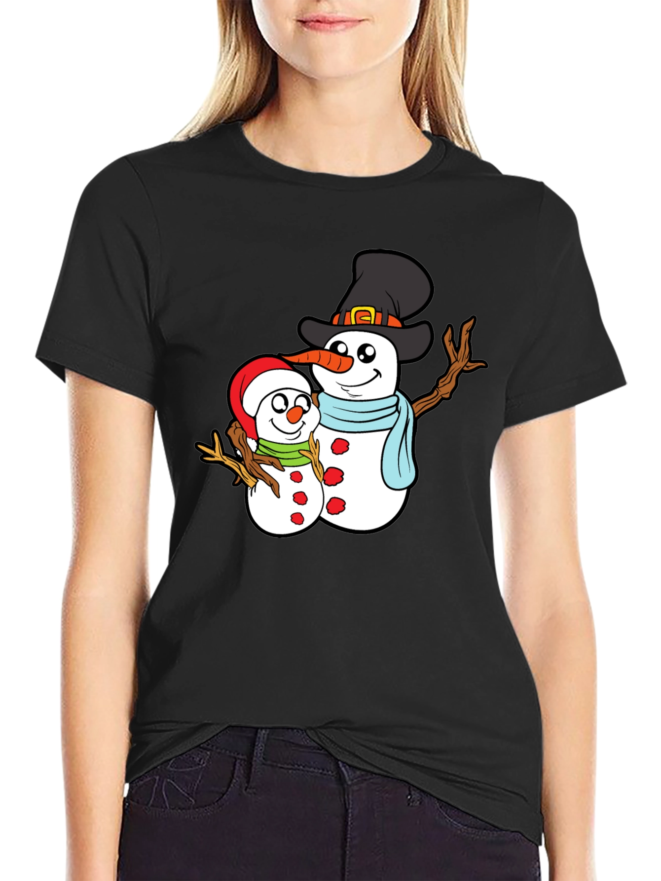 Snowman Family Graphic T-Shirt