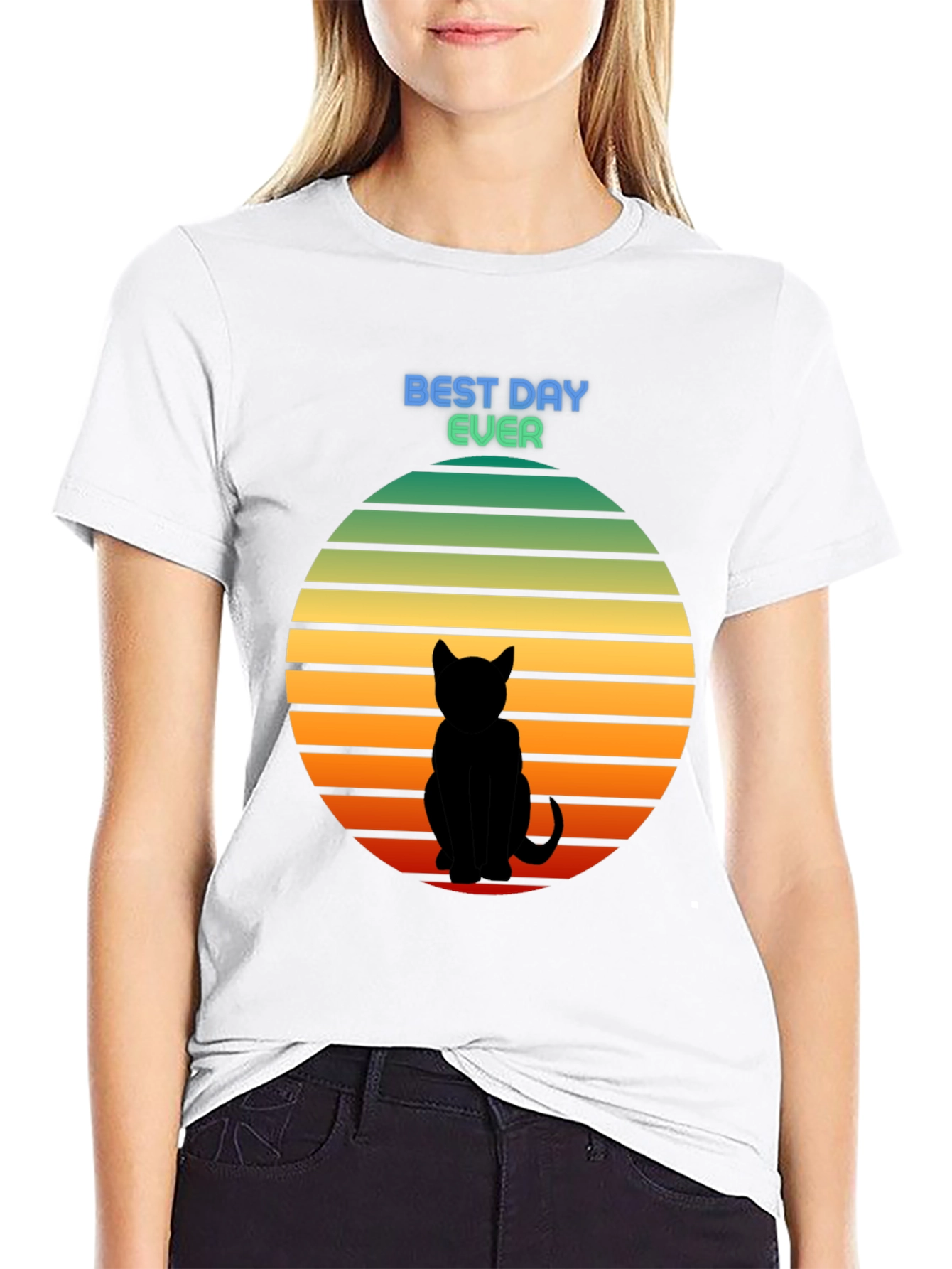 Best Day Ever Cat Silhouette Sunset T-Shirt