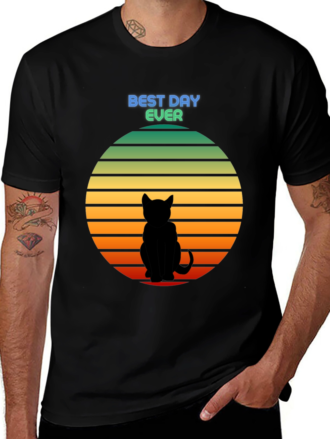 Best Day Ever Cat Silhouette Sunset T-Shirt