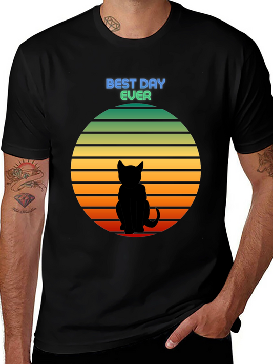 Best Day Ever Cat Silhouette Sunset T-Shirt