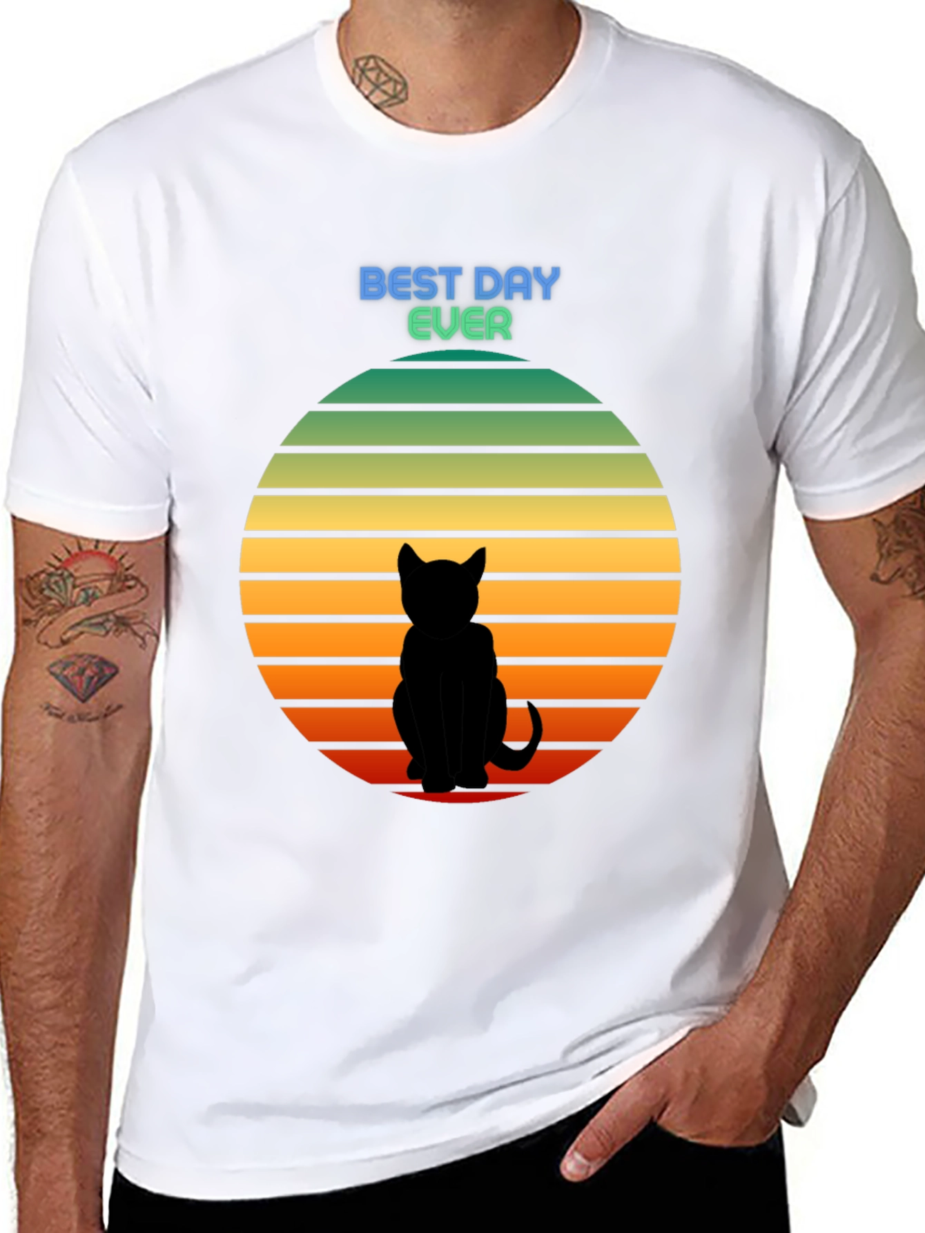 Best Day Ever Cat Silhouette Sunset T-Shirt
