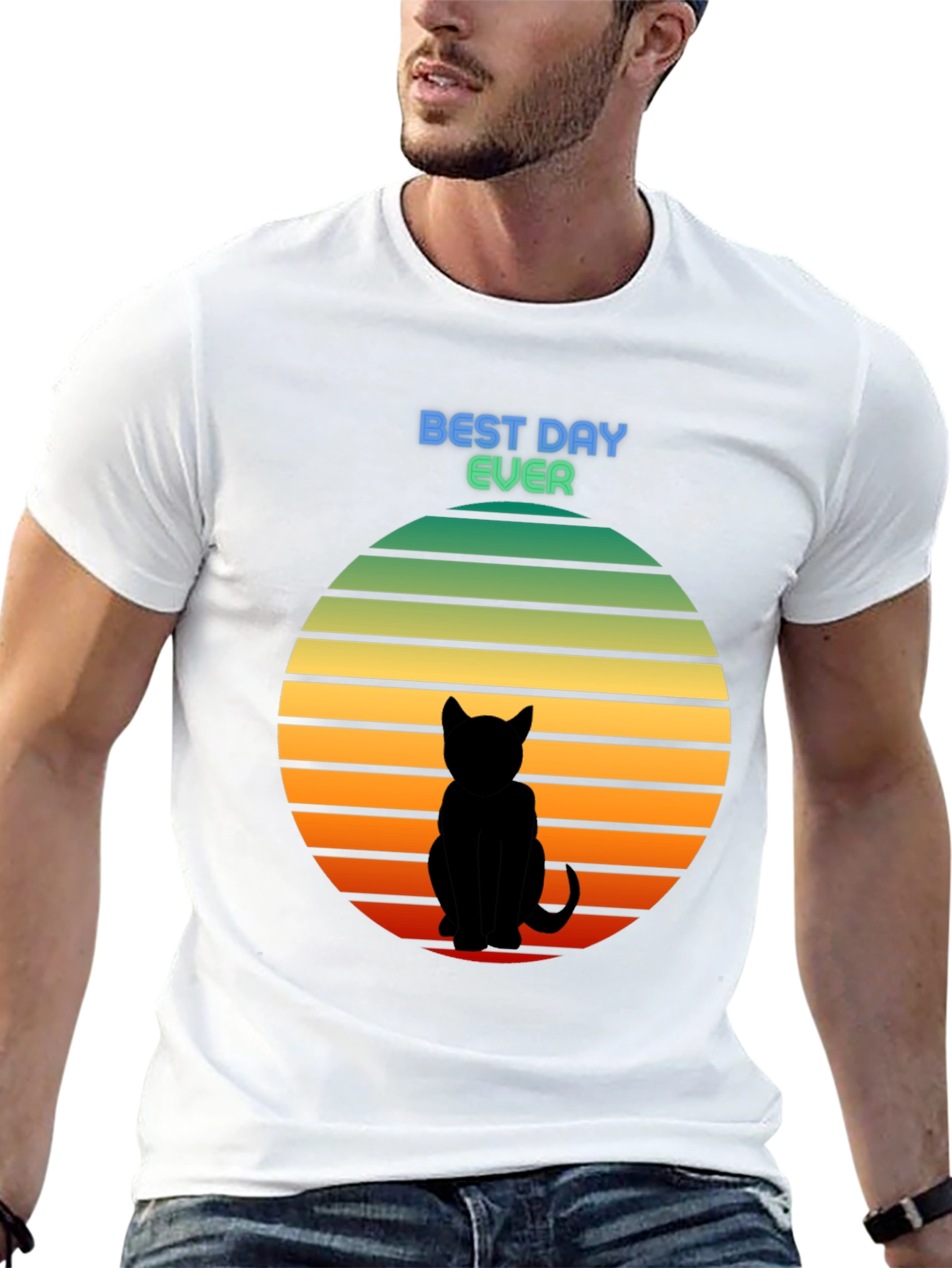 Best Day Ever Cat Silhouette Sunset T-Shirt
