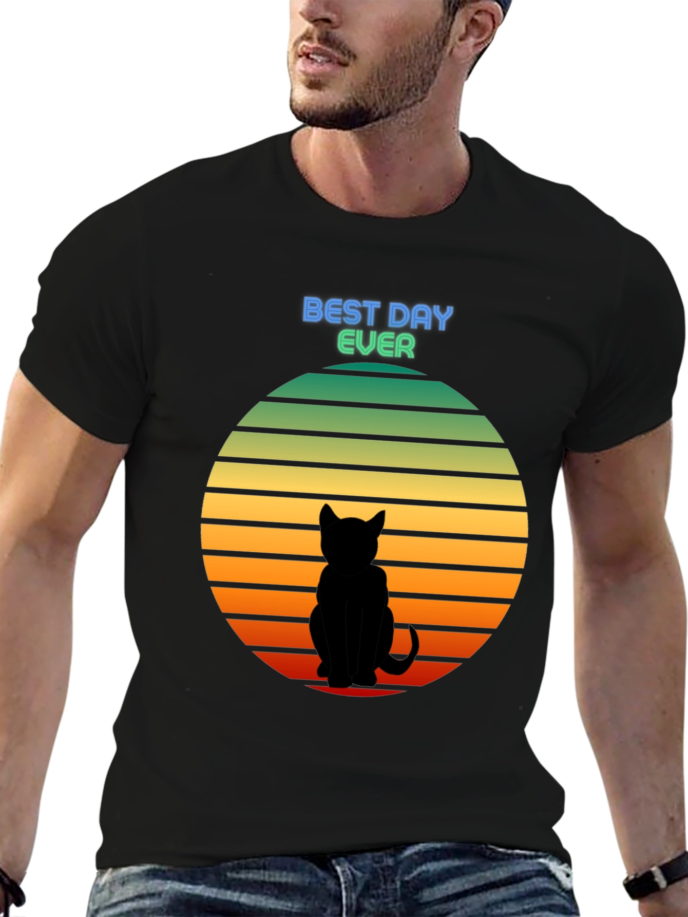 Best Day Ever Cat Silhouette Sunset T-Shirt