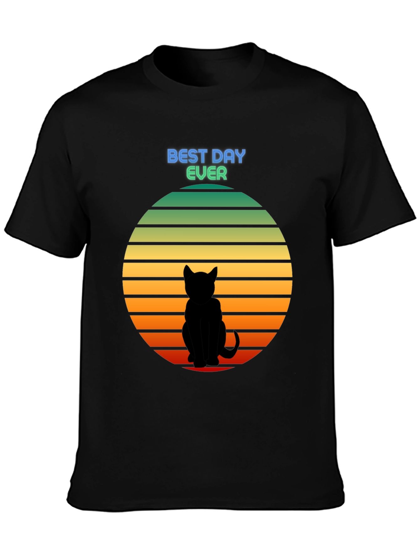 Best Day Ever Cat Silhouette Sunset T-Shirt
