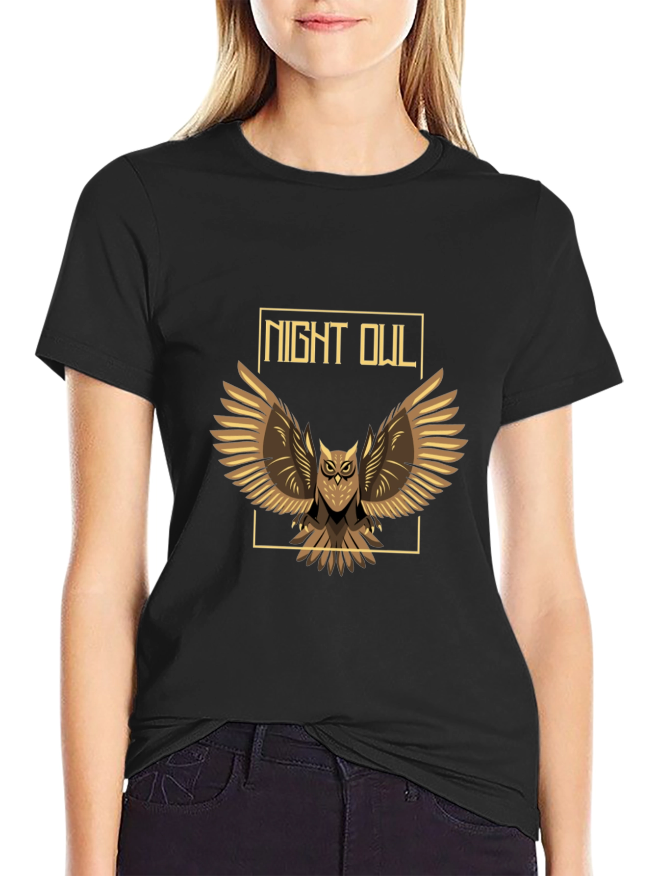 Night Owl Graphic Print Tee - Mens Black T-Shirt