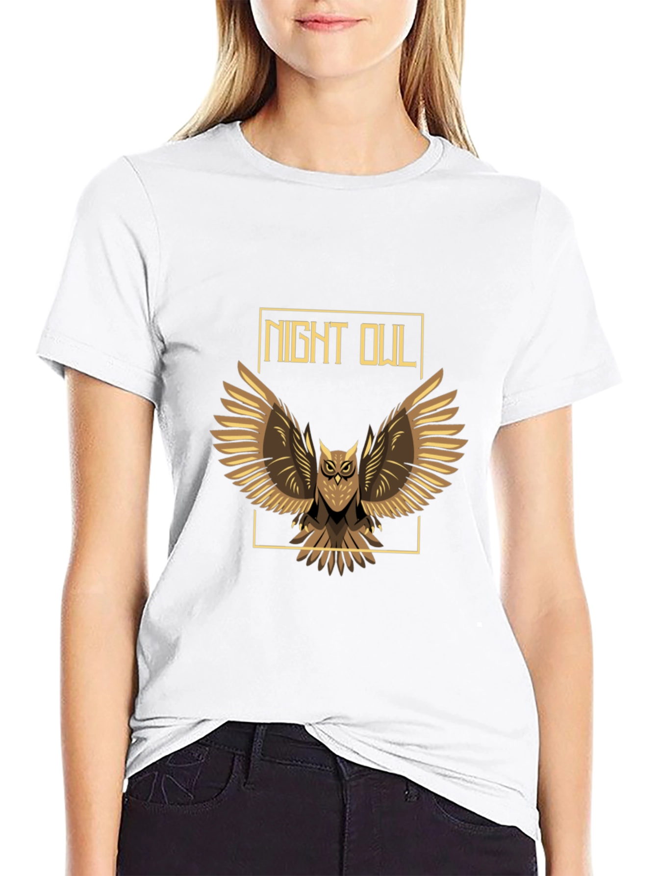 Night Owl Graphic Print Tee - Mens Black T-Shirt