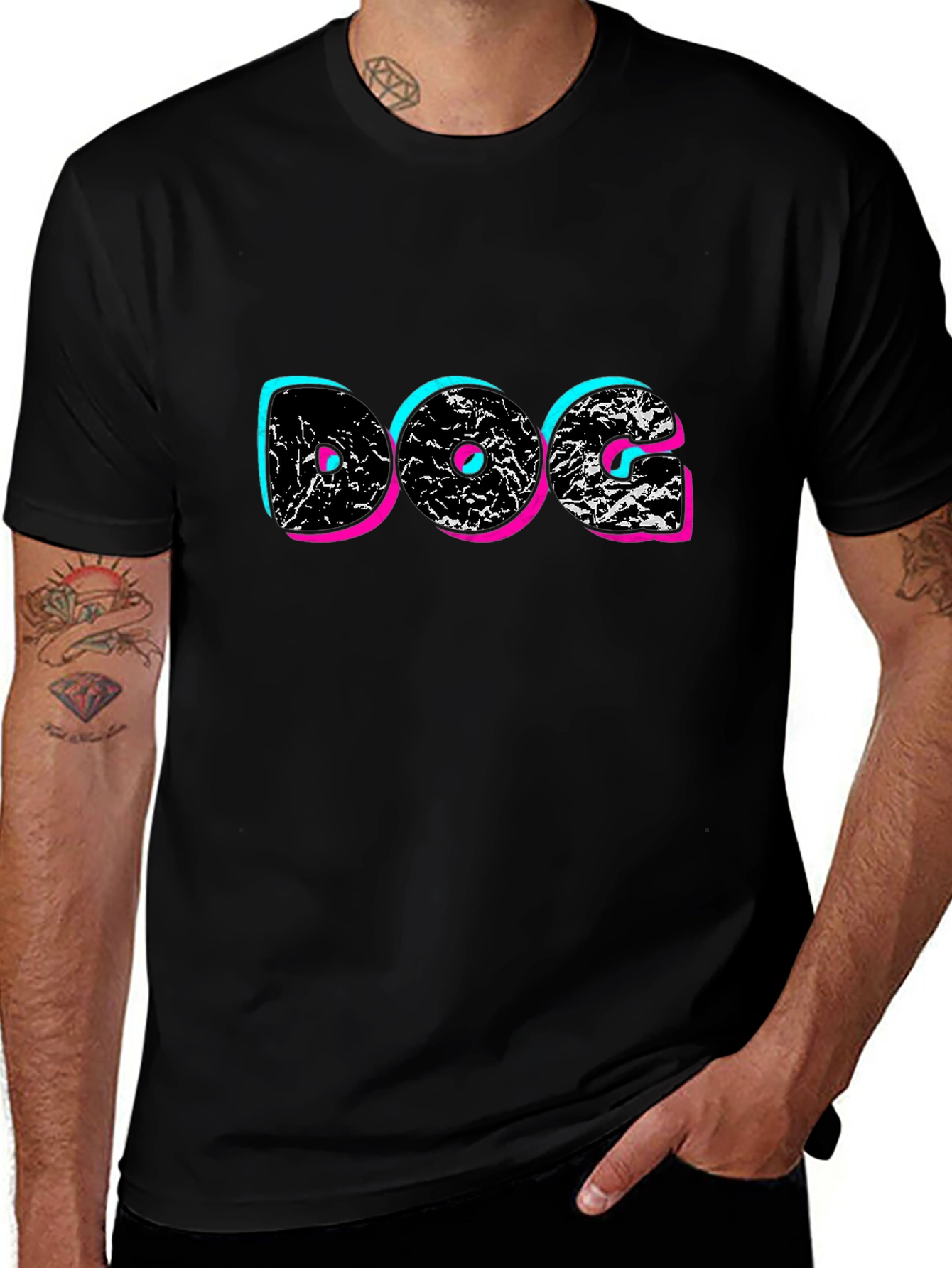 DOG Graphic Print Black T-Shirt