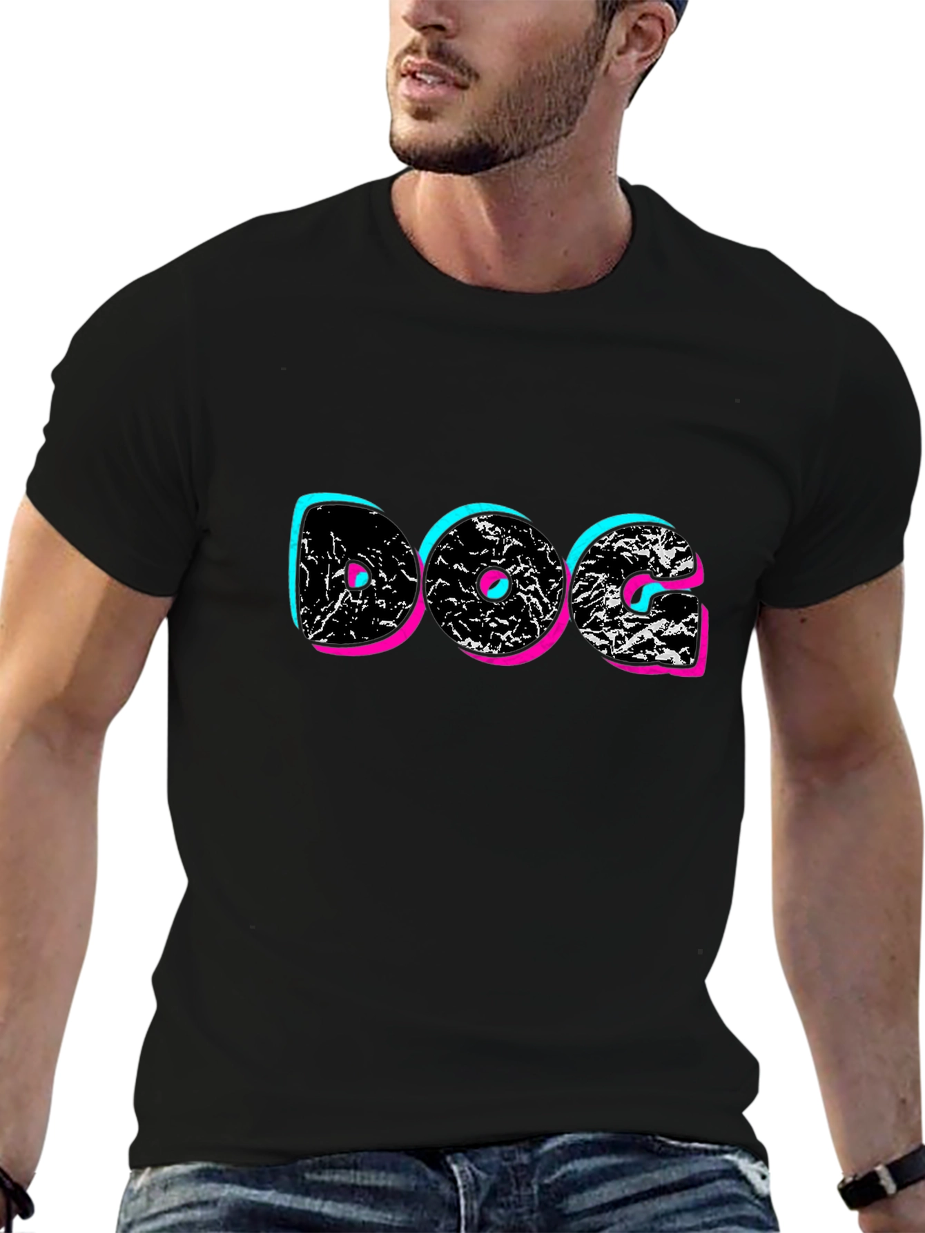 DOG Graphic Print Black T-Shirt