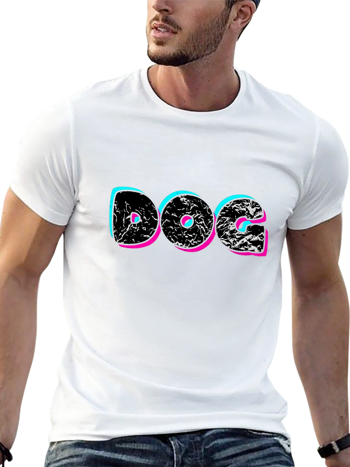 DOG Graphic Print Black T-Shirt