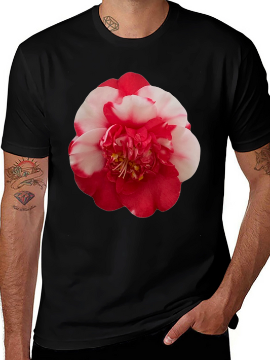 Floral Graphic Tee - Red and White Camellia Design