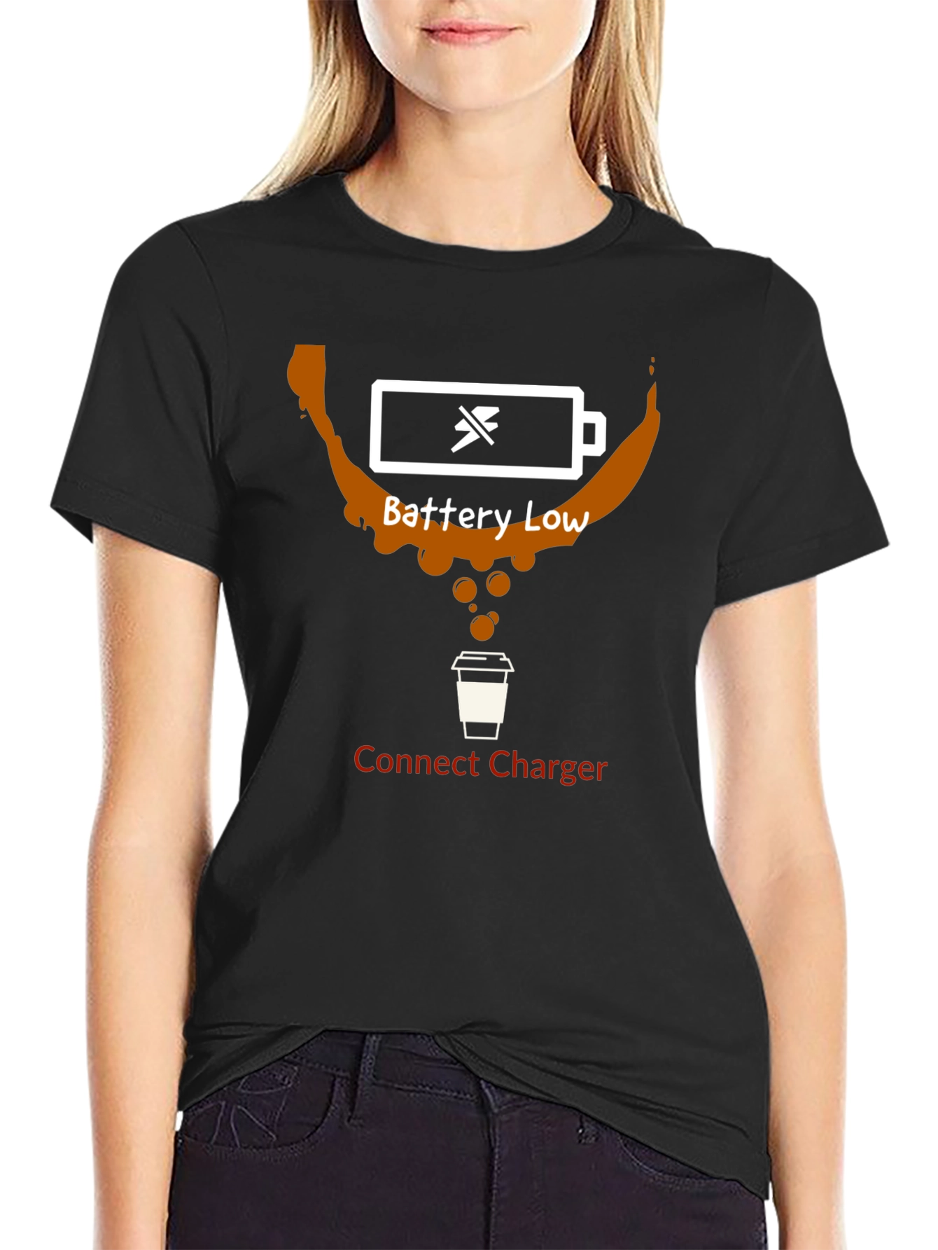 Battery Low Coffee T-Shirt - Recharge with Caffeine!