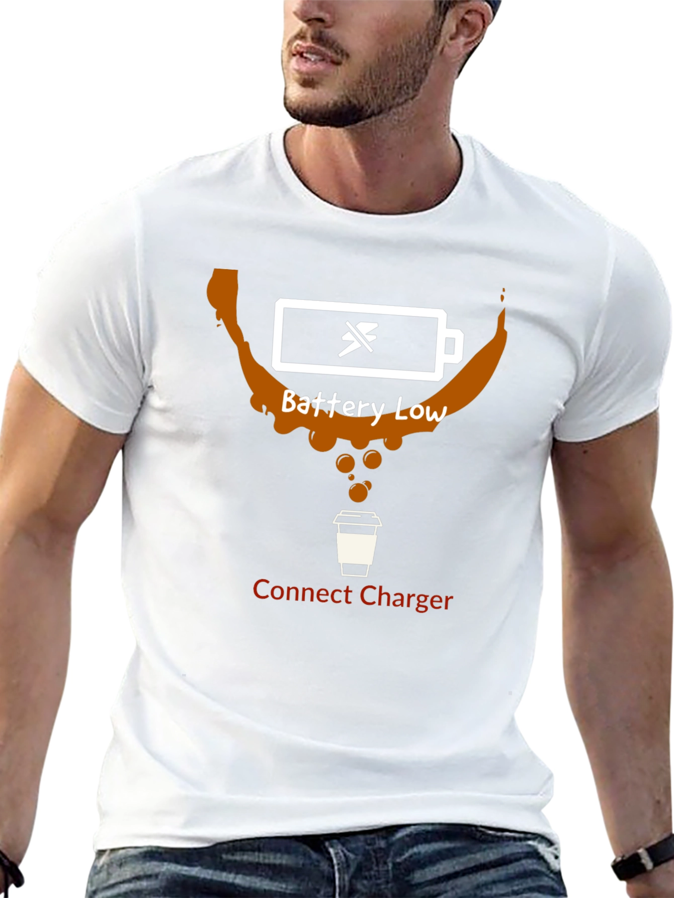 Battery Low Coffee T-Shirt - Recharge with Caffeine!