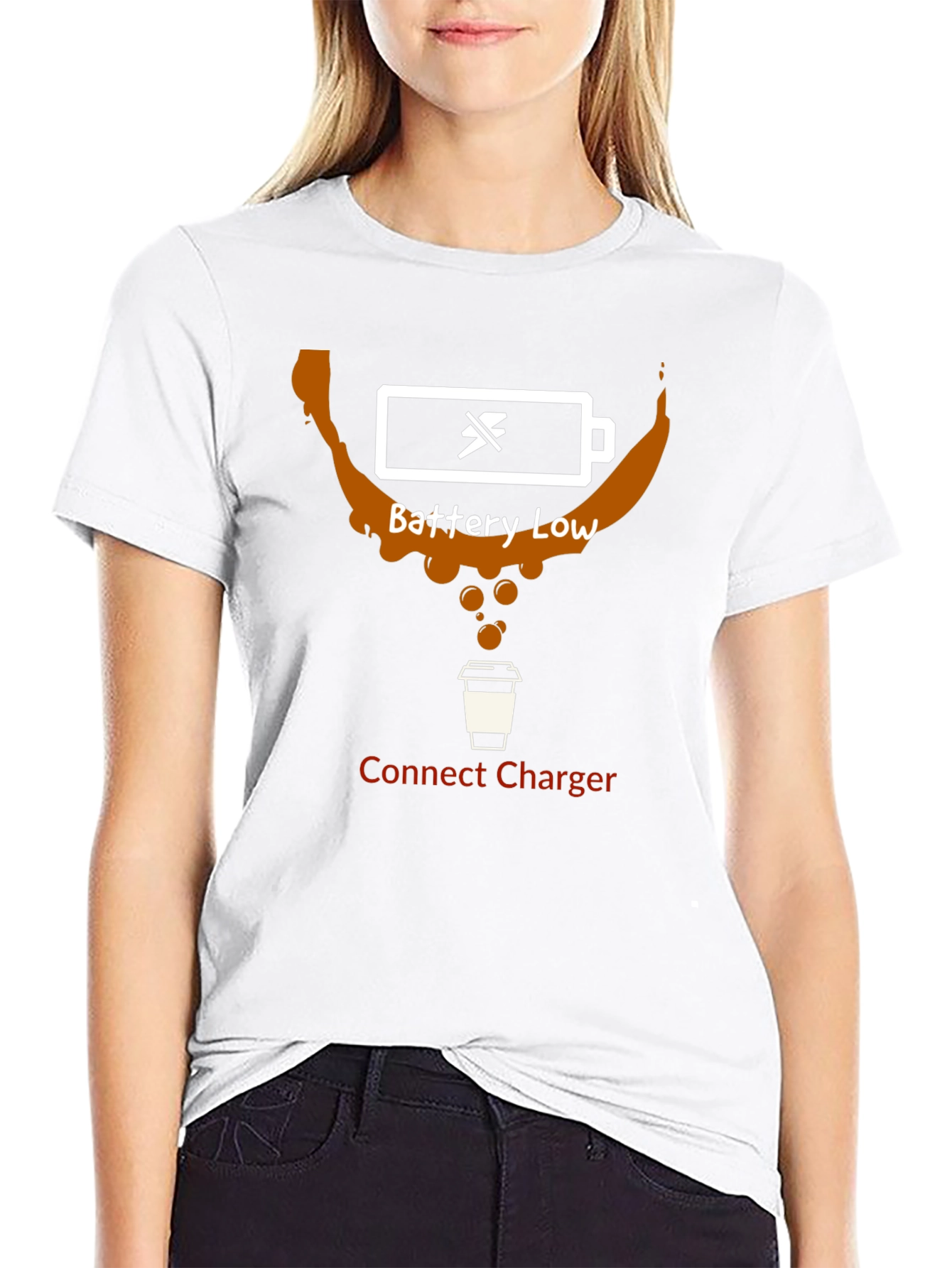 Battery Low Coffee T-Shirt - Recharge with Caffeine!