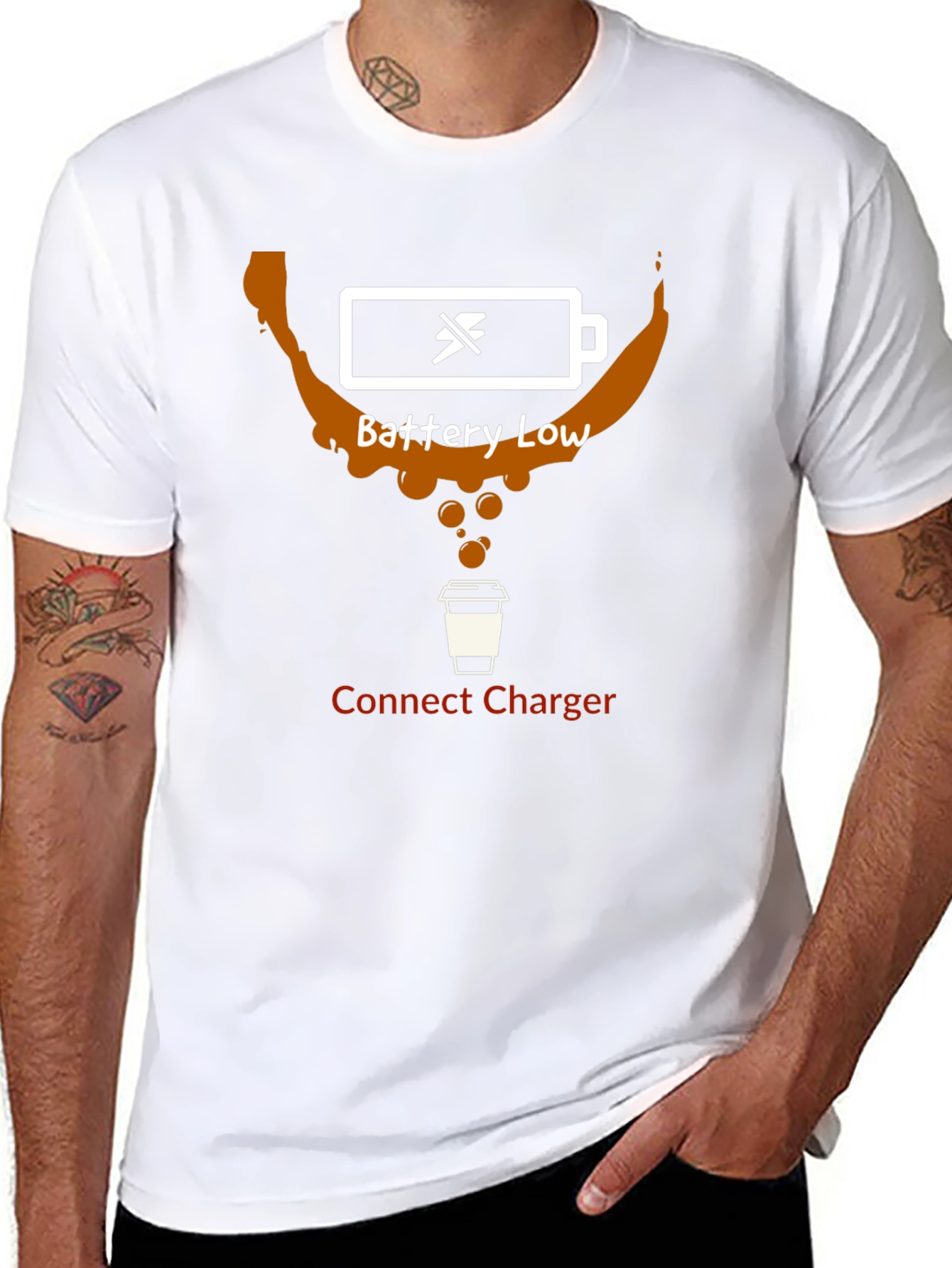 Battery Low Coffee T-Shirt - Recharge with Caffeine!